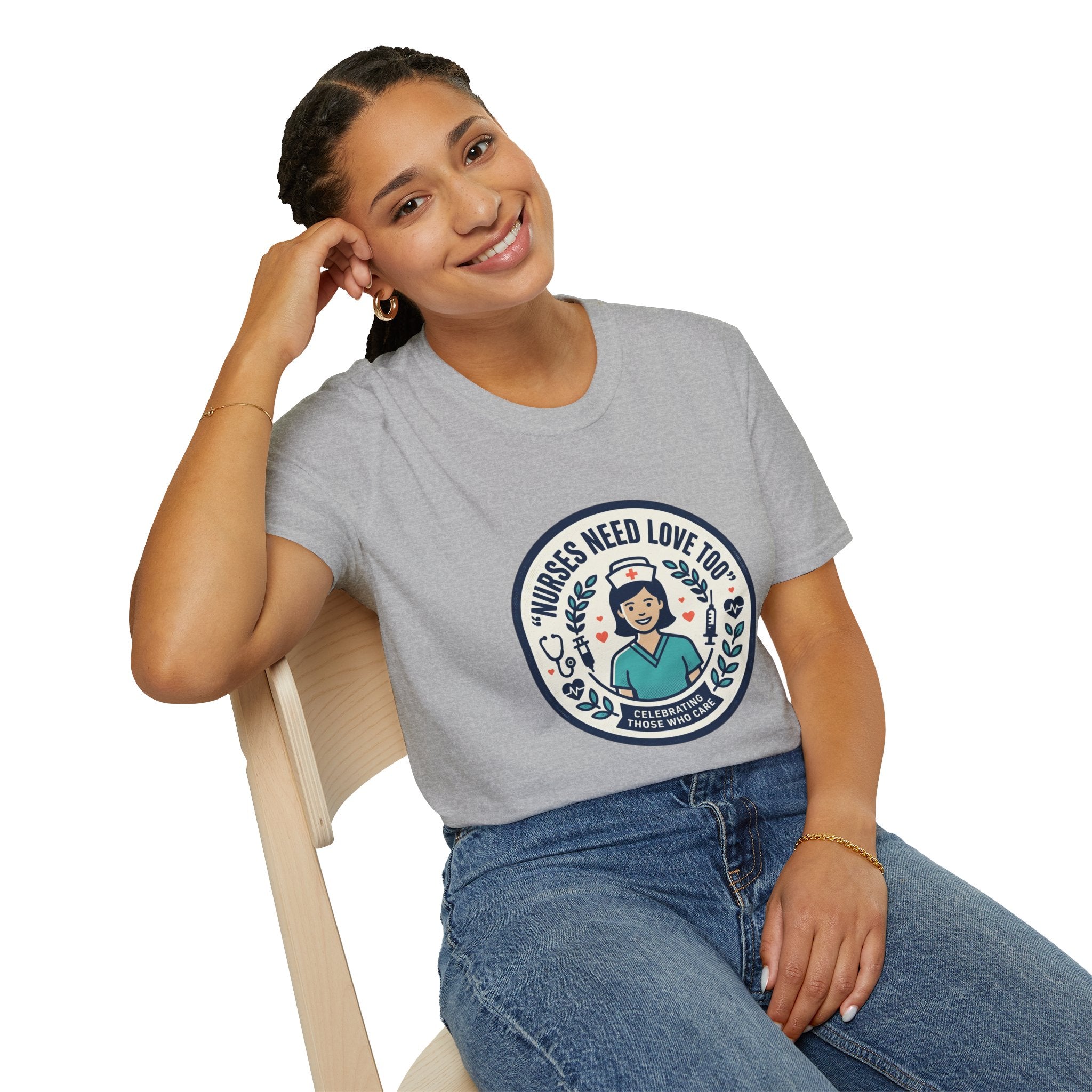Nurse Appreciation T-Shirt — "Nurses Need Love Too" Cute Retro Nurse Badge