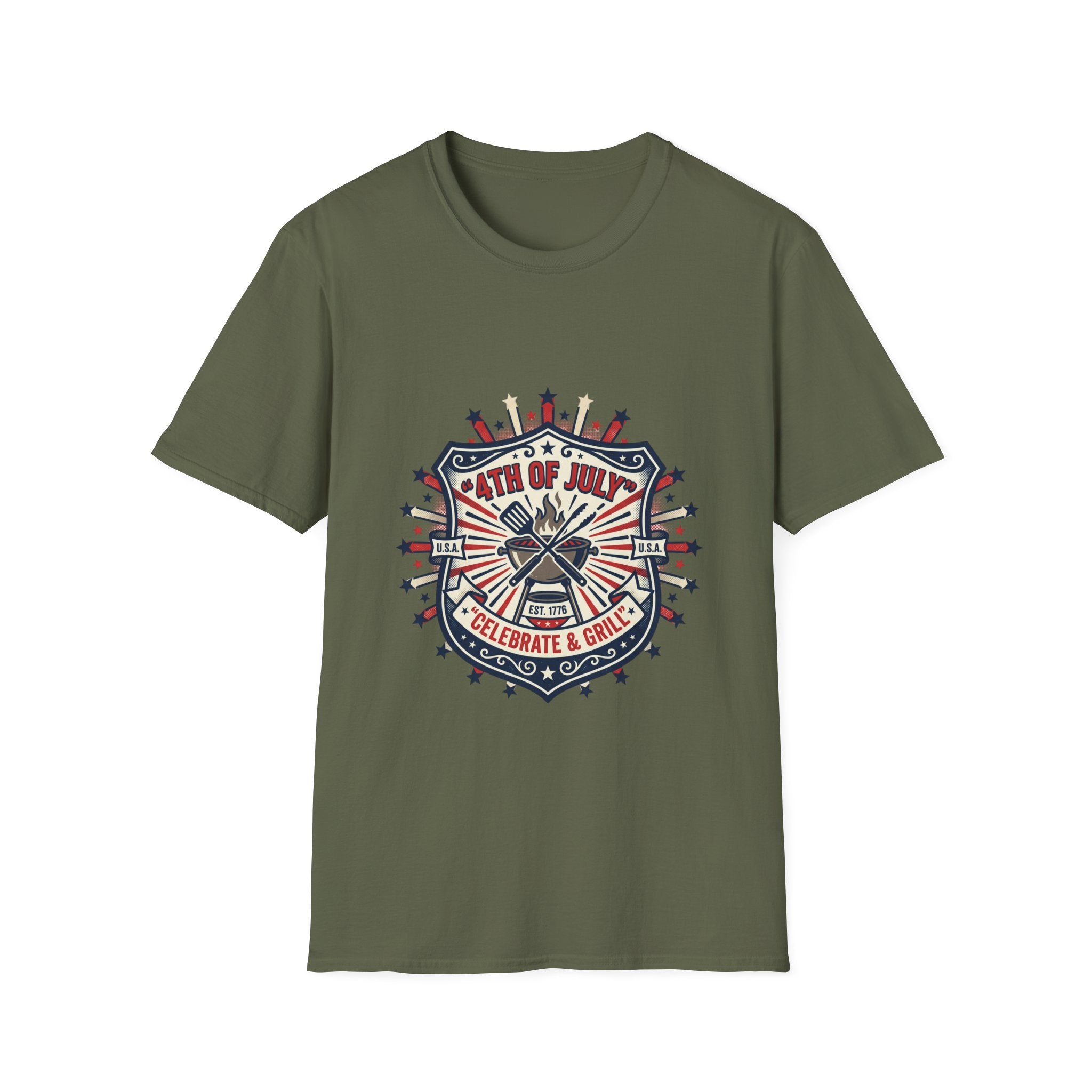 4th of July BBQ T-Shirt — Celebrate & Grill Patriotic Independence Day Tee