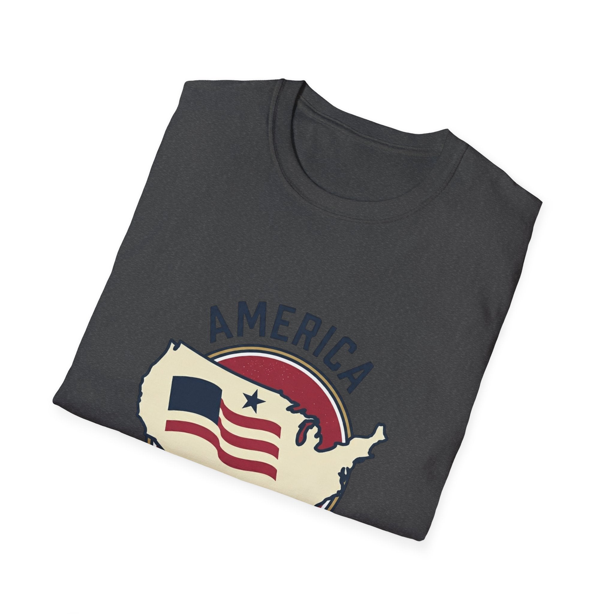 America Map Graphic T-Shirt – Vintage Flag Design, EST. 1776
