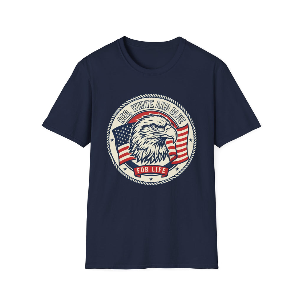 Patriotic Eagle T-Shirt — "Red White and Blue For Life" Graphic