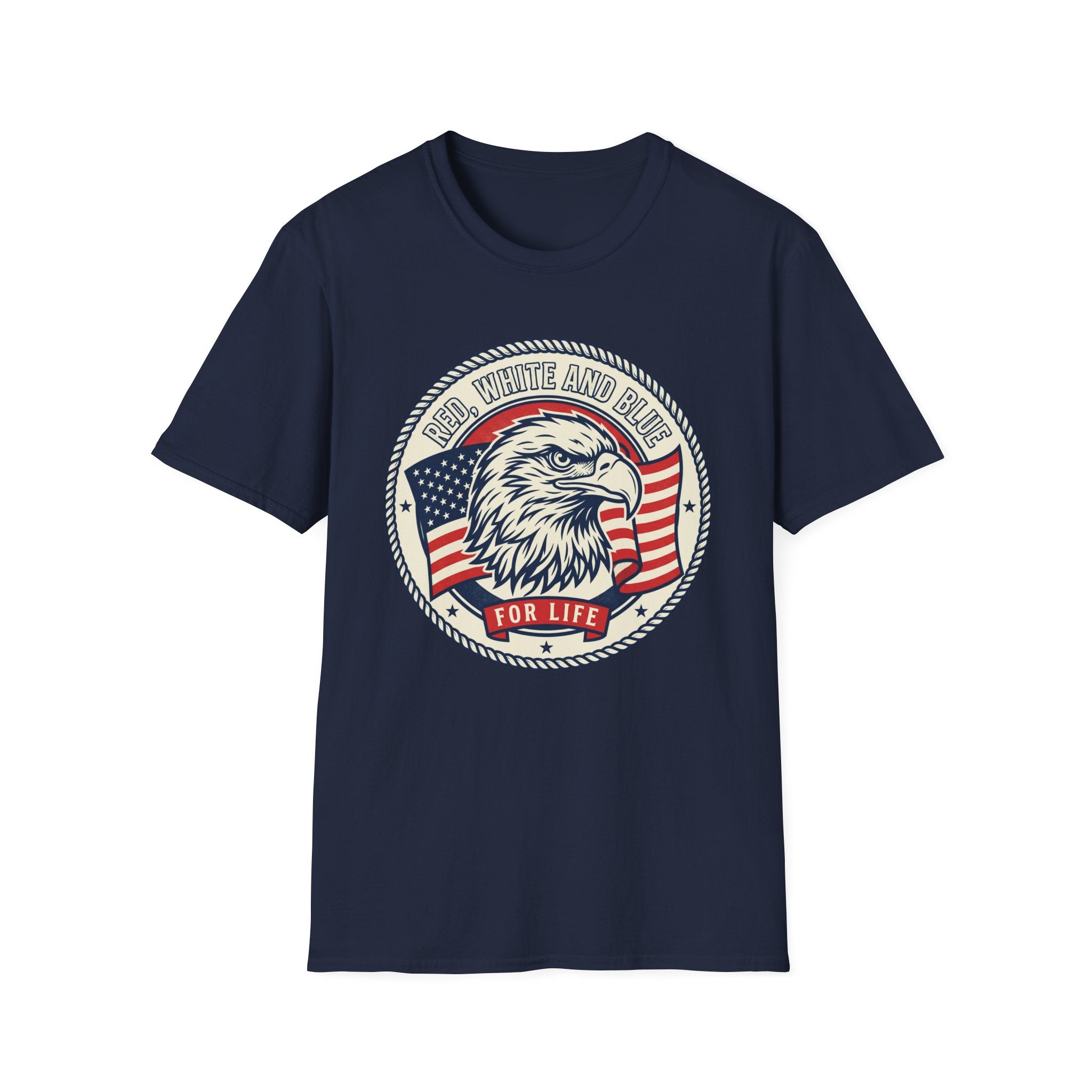 Patriotic Eagle T-Shirt — "Red White and Blue For Life" Graphic