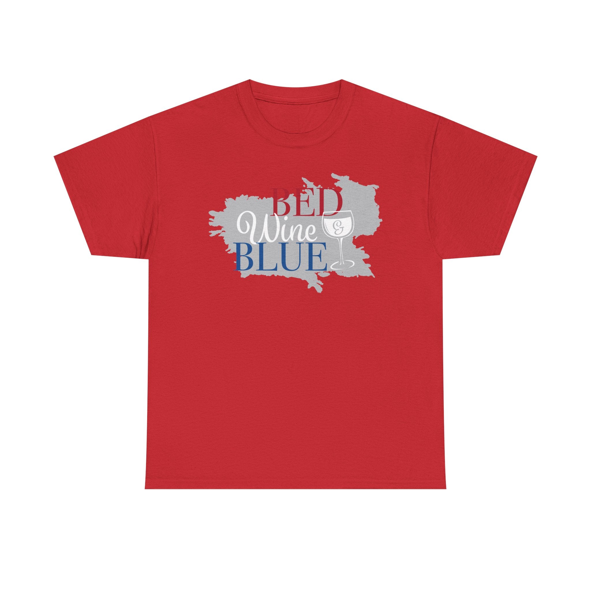Red Wine Blue Graphic Tee - Patriotic Wine Lover T-Shirt