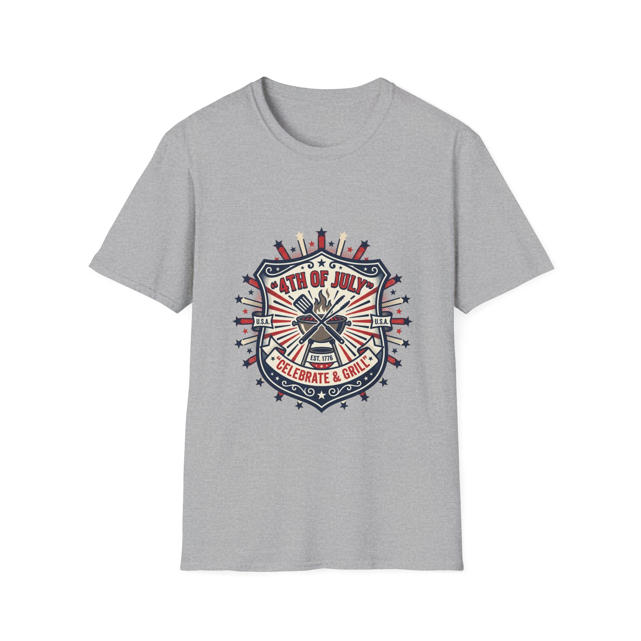 4th of July BBQ T-Shirt — Celebrate & Grill Patriotic Independence Day Tee
