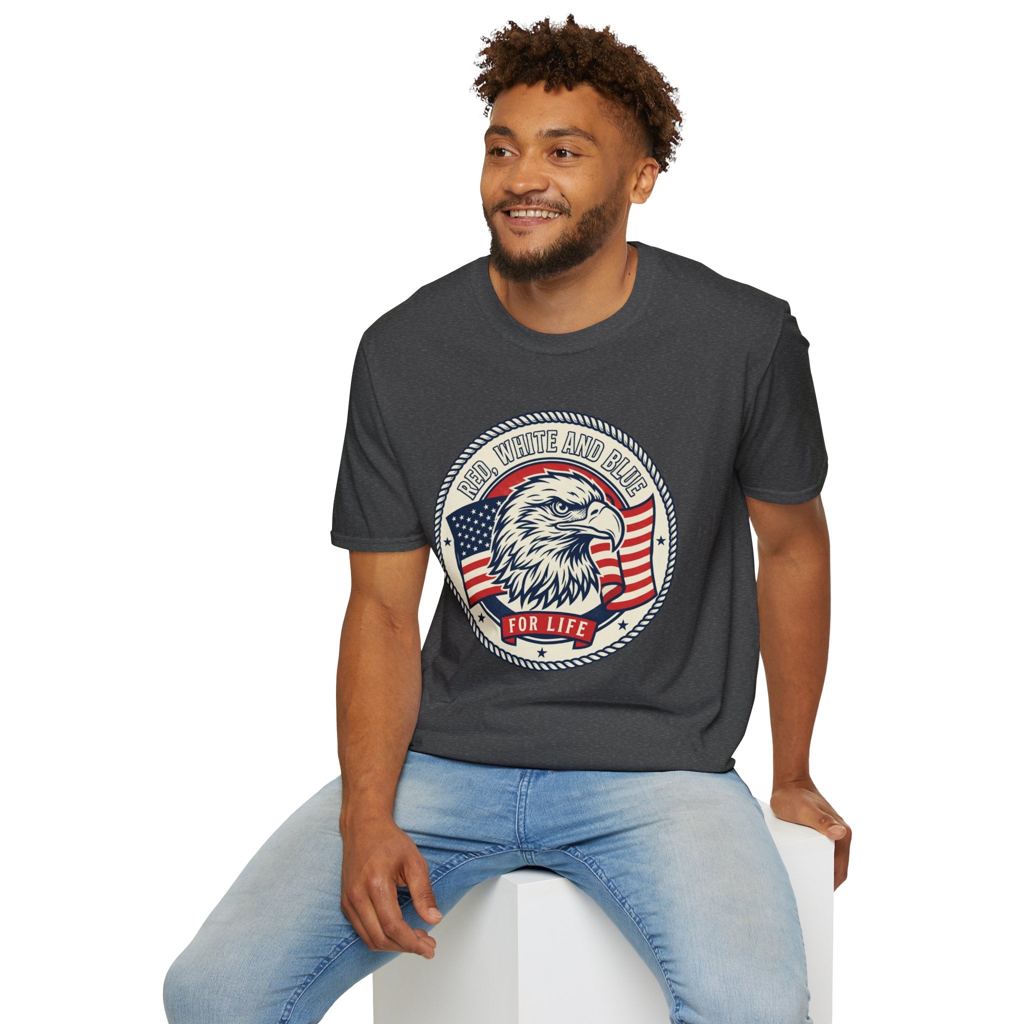 Patriotic Eagle T-Shirt — "Red White and Blue For Life" Graphic