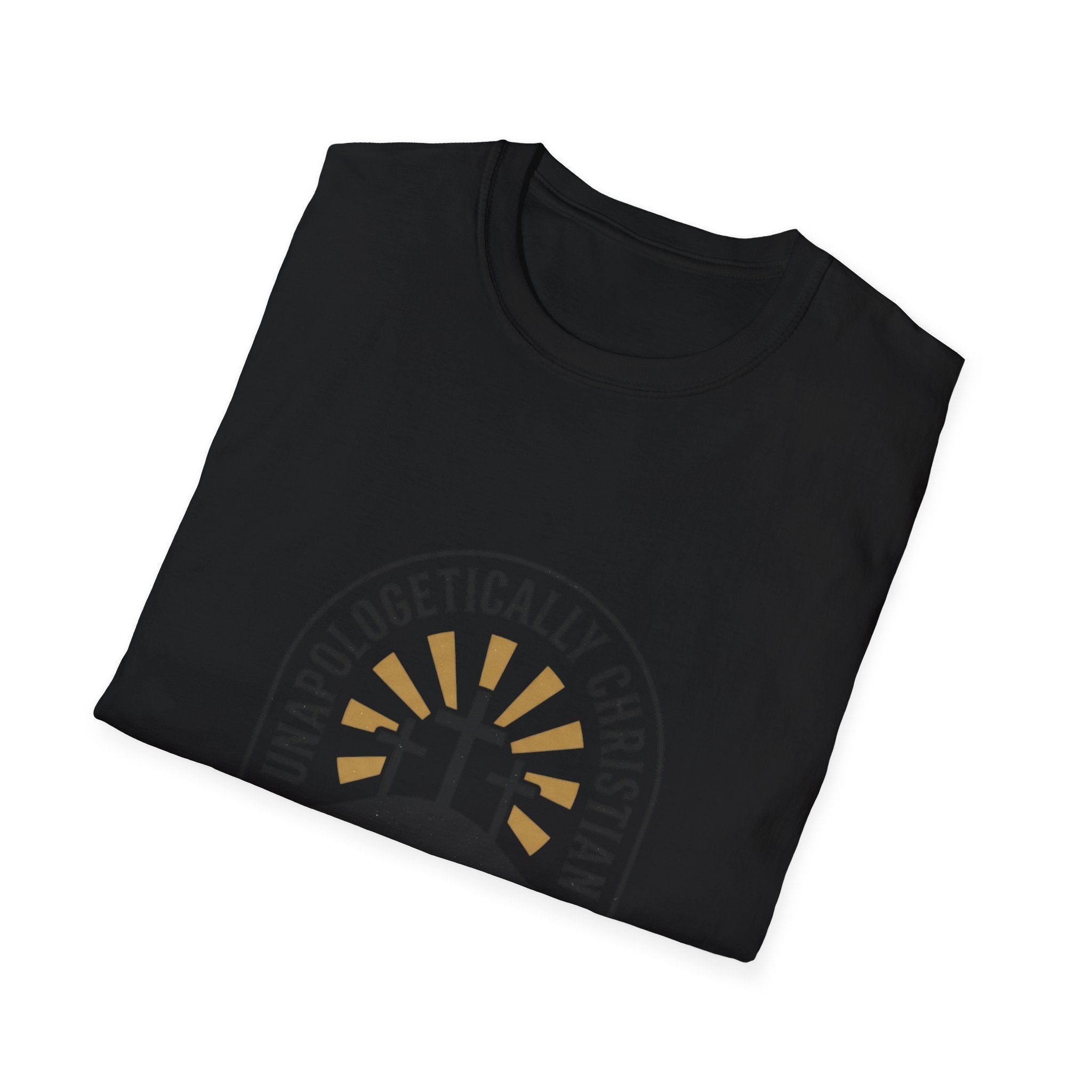 Christian T-Shirt — "Unapologetically Christian: Faith Without Apology" Badge
