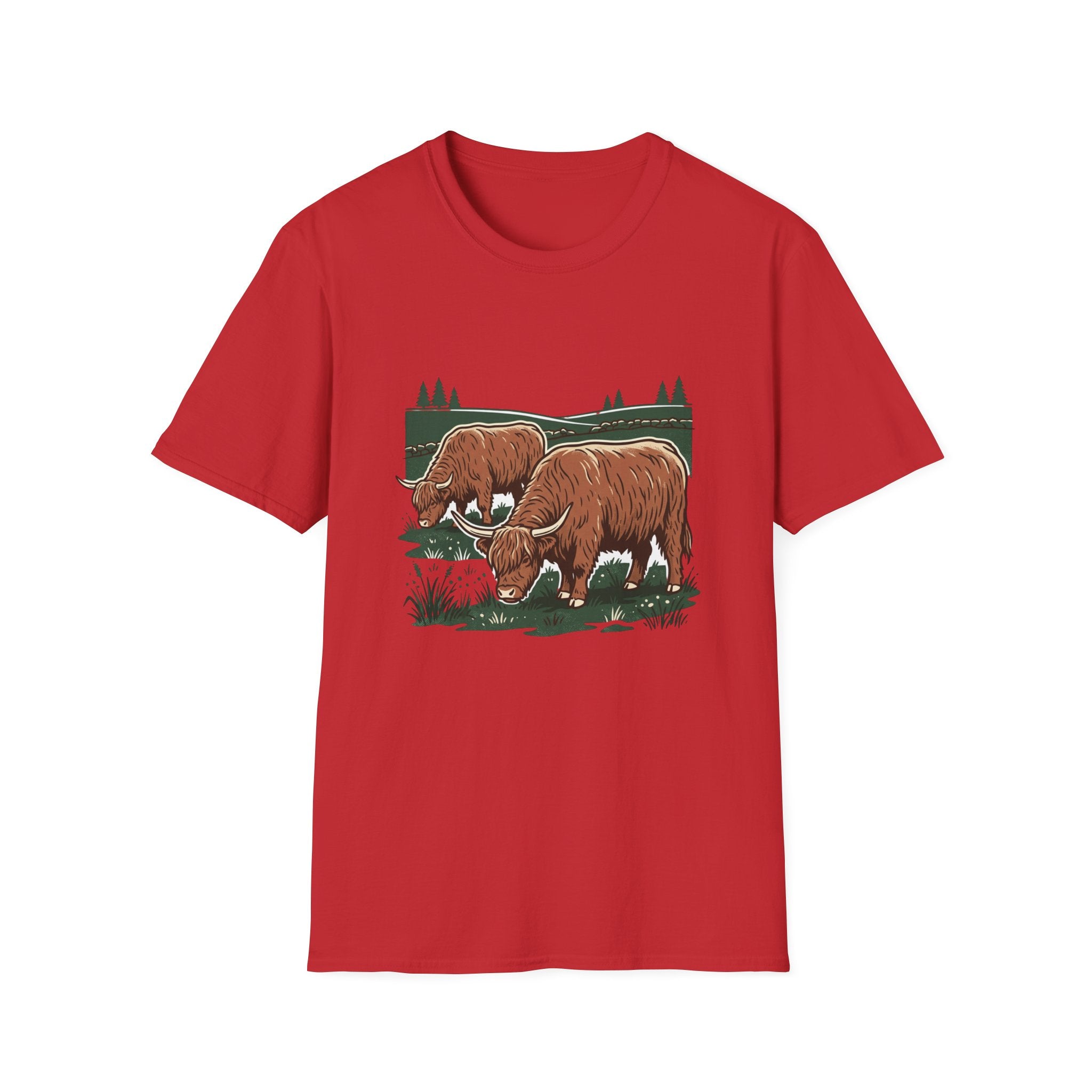 Highland Cow Graphic T-Shirt — Rustic Grazing Cows Farm Tee