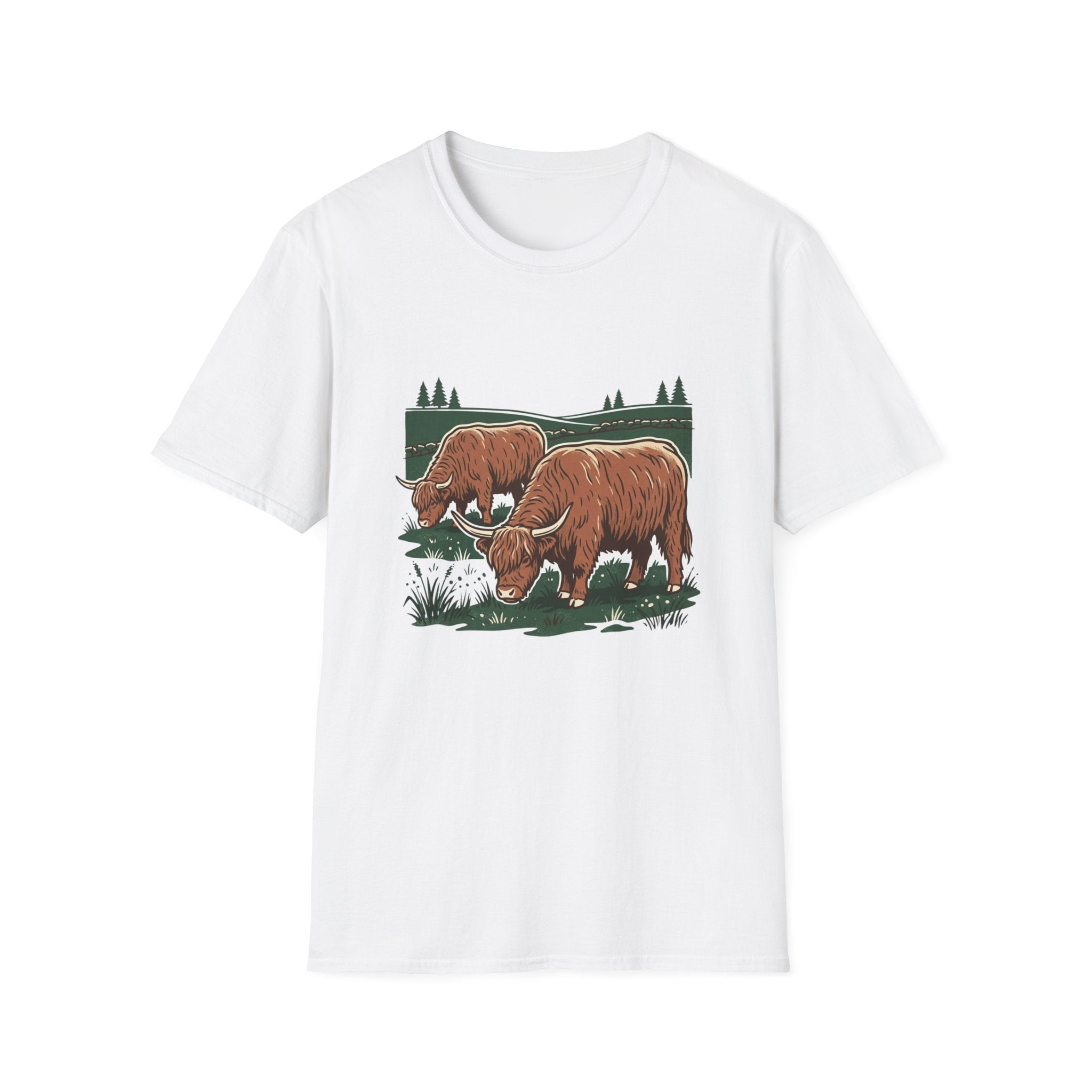 Highland Cow Graphic T-Shirt — Rustic Grazing Cows Farm Tee
