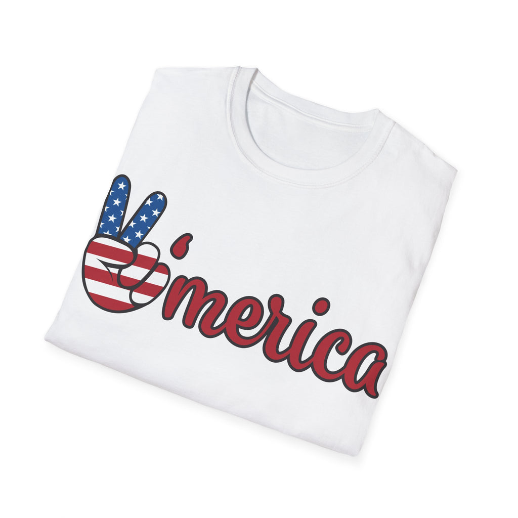 'Merica Peace Sign T-Shirt — Patriotic American Flag Graphic Tee for 4th of July