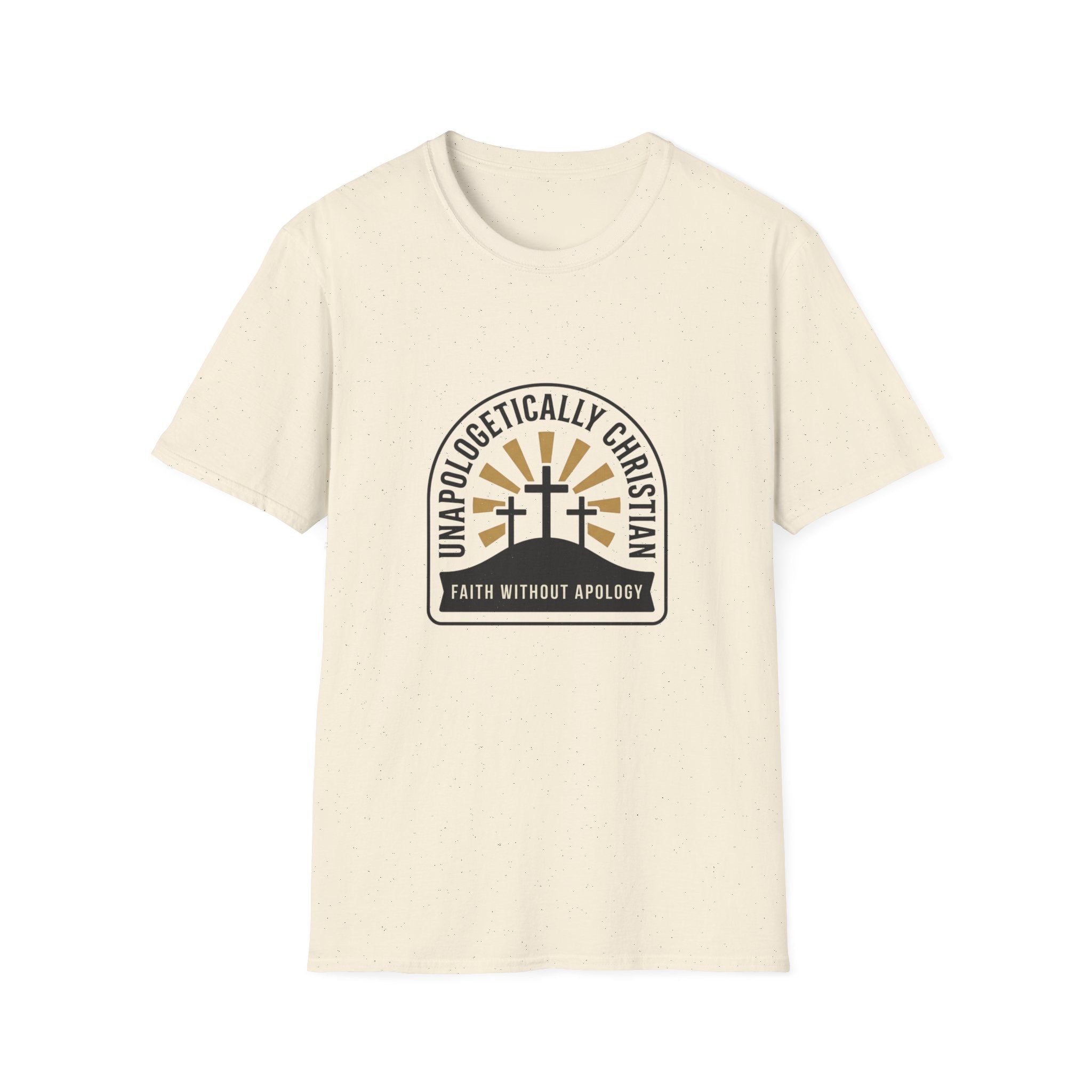 Christian T-Shirt — "Unapologetically Christian: Faith Without Apology" Badge