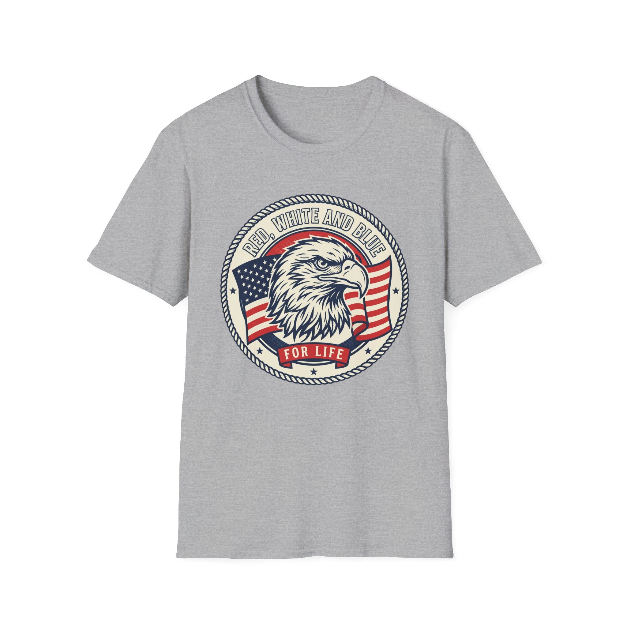 Patriotic Eagle T-Shirt — "Red White and Blue For Life" Graphic