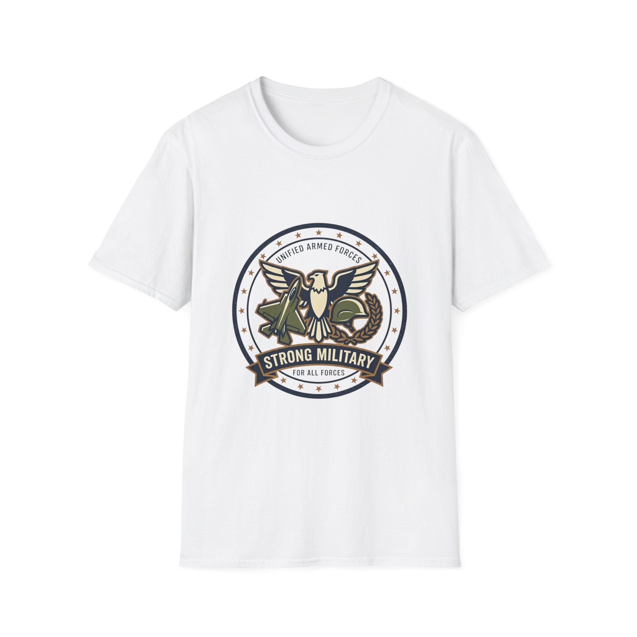 Strong Military Emblem T-Shirt — Patriotic Eagle & Helmet Design