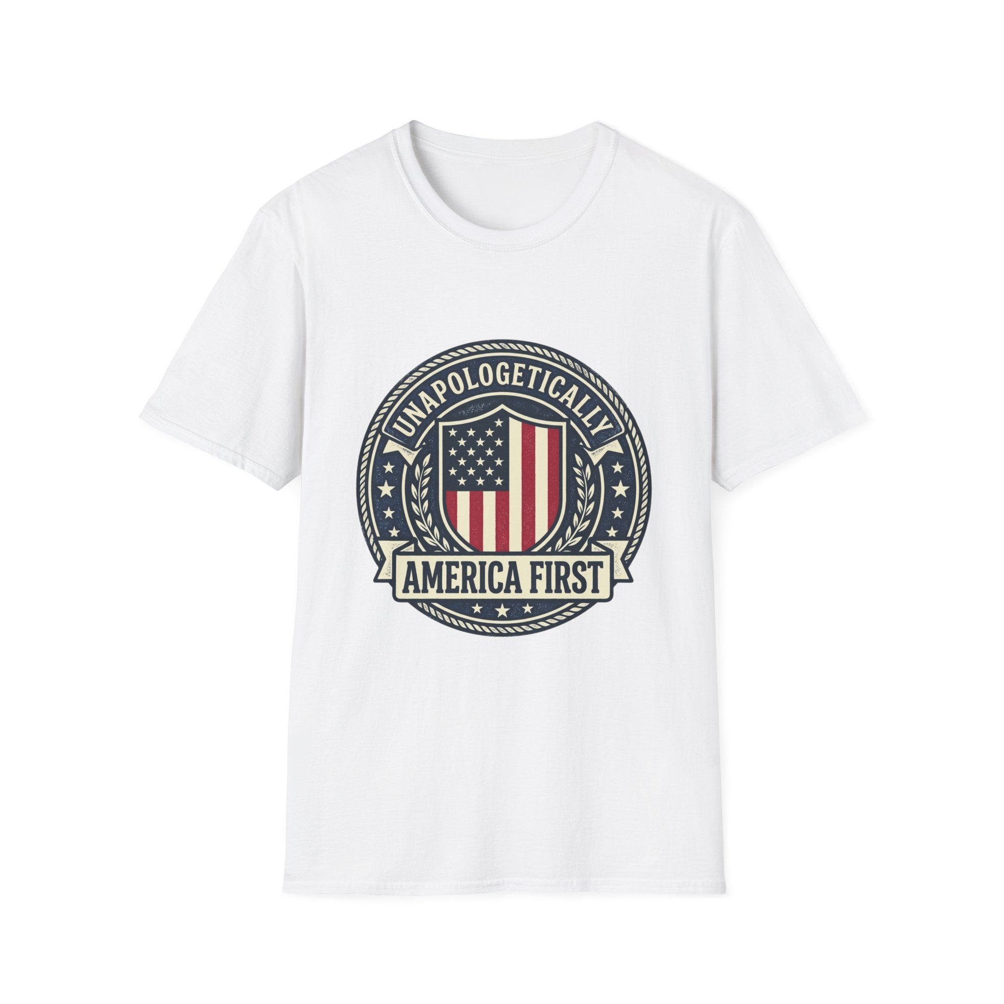 America First Patriotic T-Shirt — "Unapologetically America First" Tee