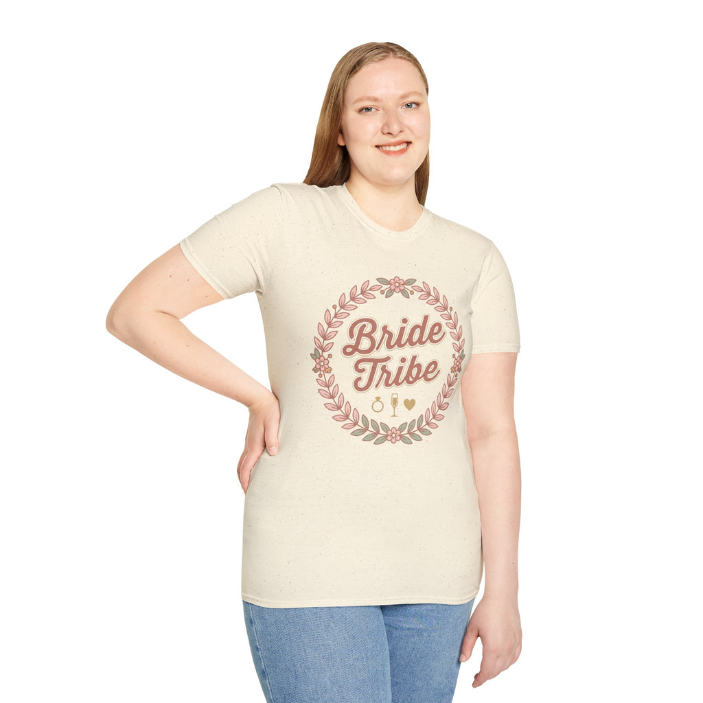 Bride Tribe T-Shirt — Floral Wreath Bachelorette Shirt for Bridal Party