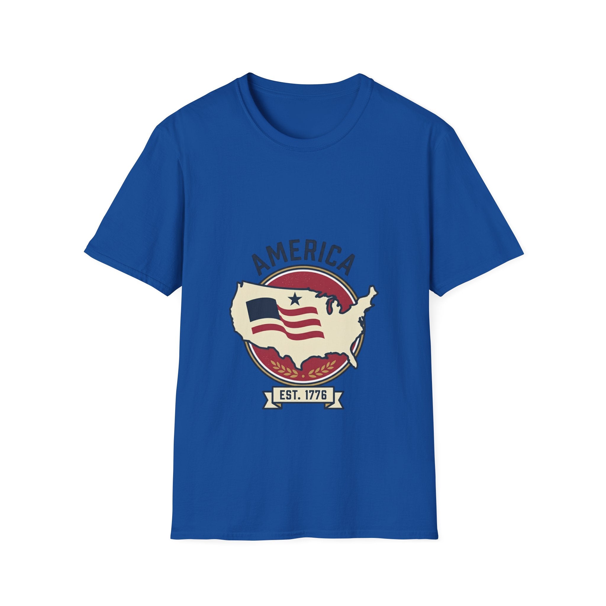America Map Graphic T-Shirt – Vintage Flag Design, EST. 1776