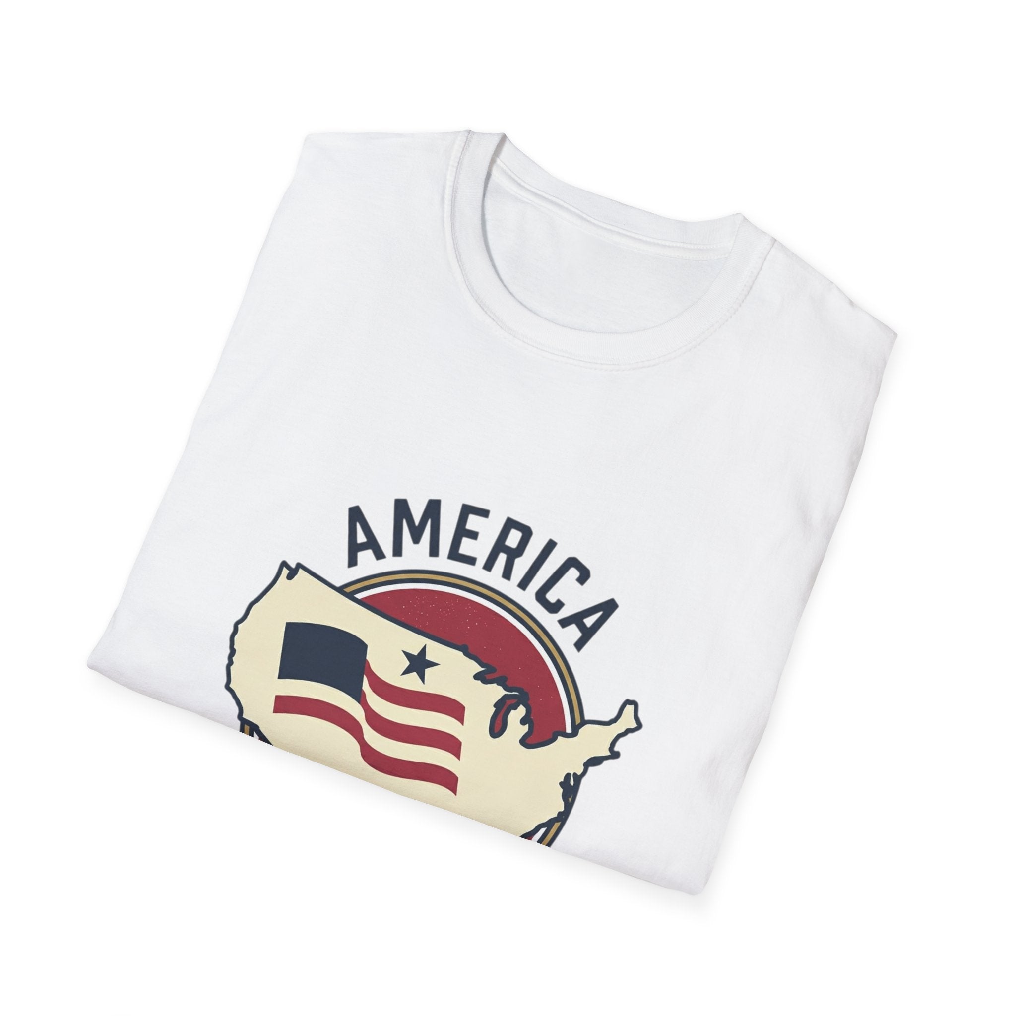 America Map Graphic T-Shirt – Vintage Flag Design, EST. 1776