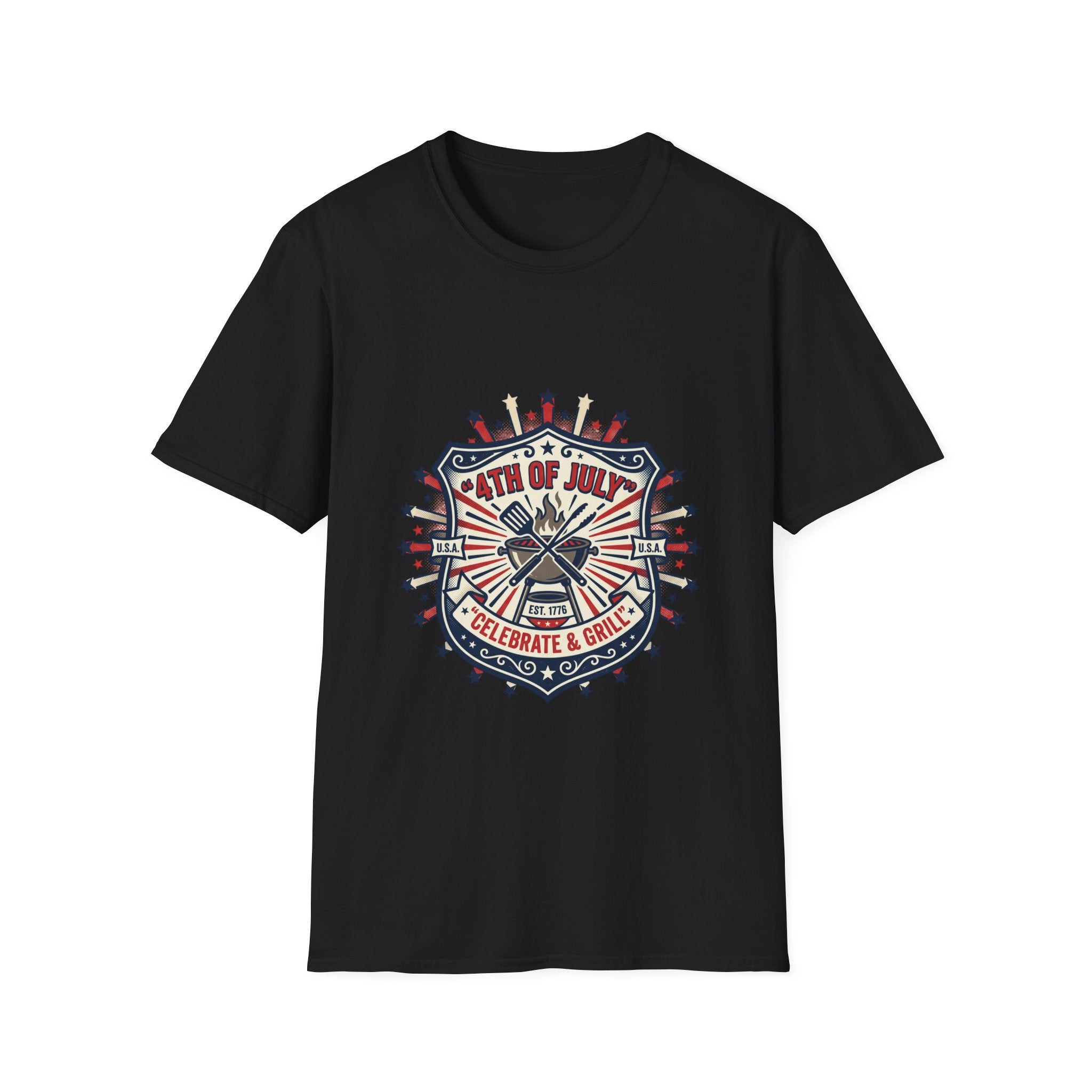 4th of July BBQ T-Shirt — Celebrate & Grill Patriotic Independence Day Tee
