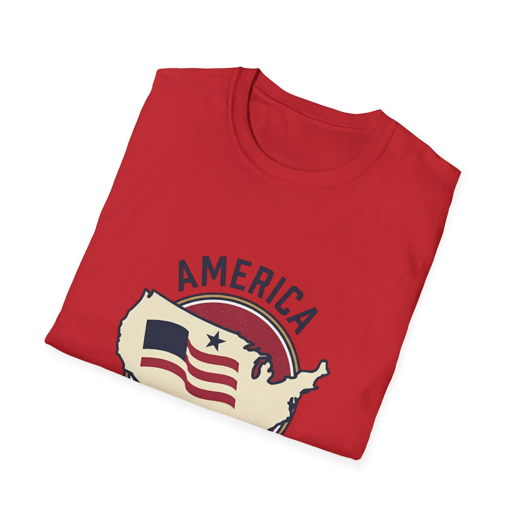 America Map Graphic T-Shirt – Vintage Flag Design, EST. 1776