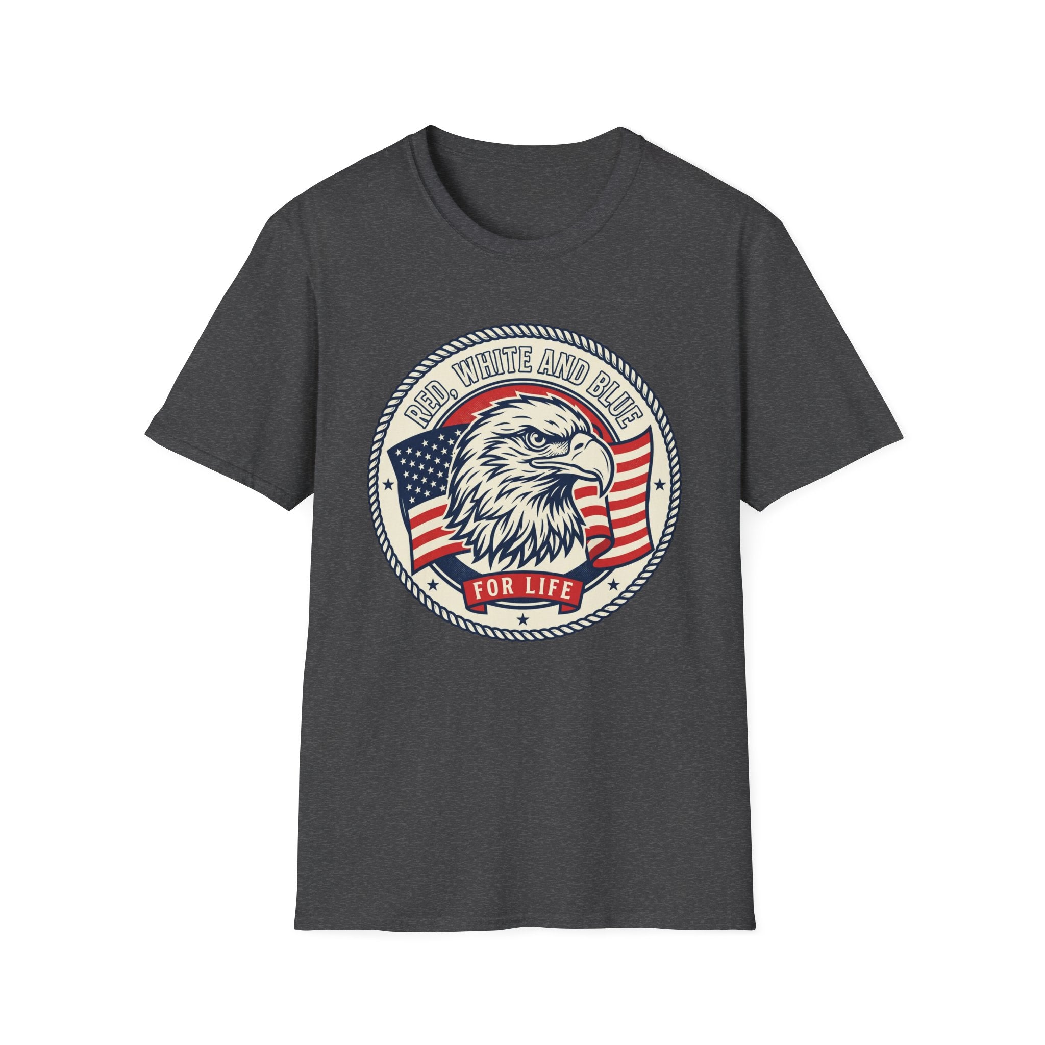 Patriotic Eagle T-Shirt — "Red White and Blue For Life" Graphic