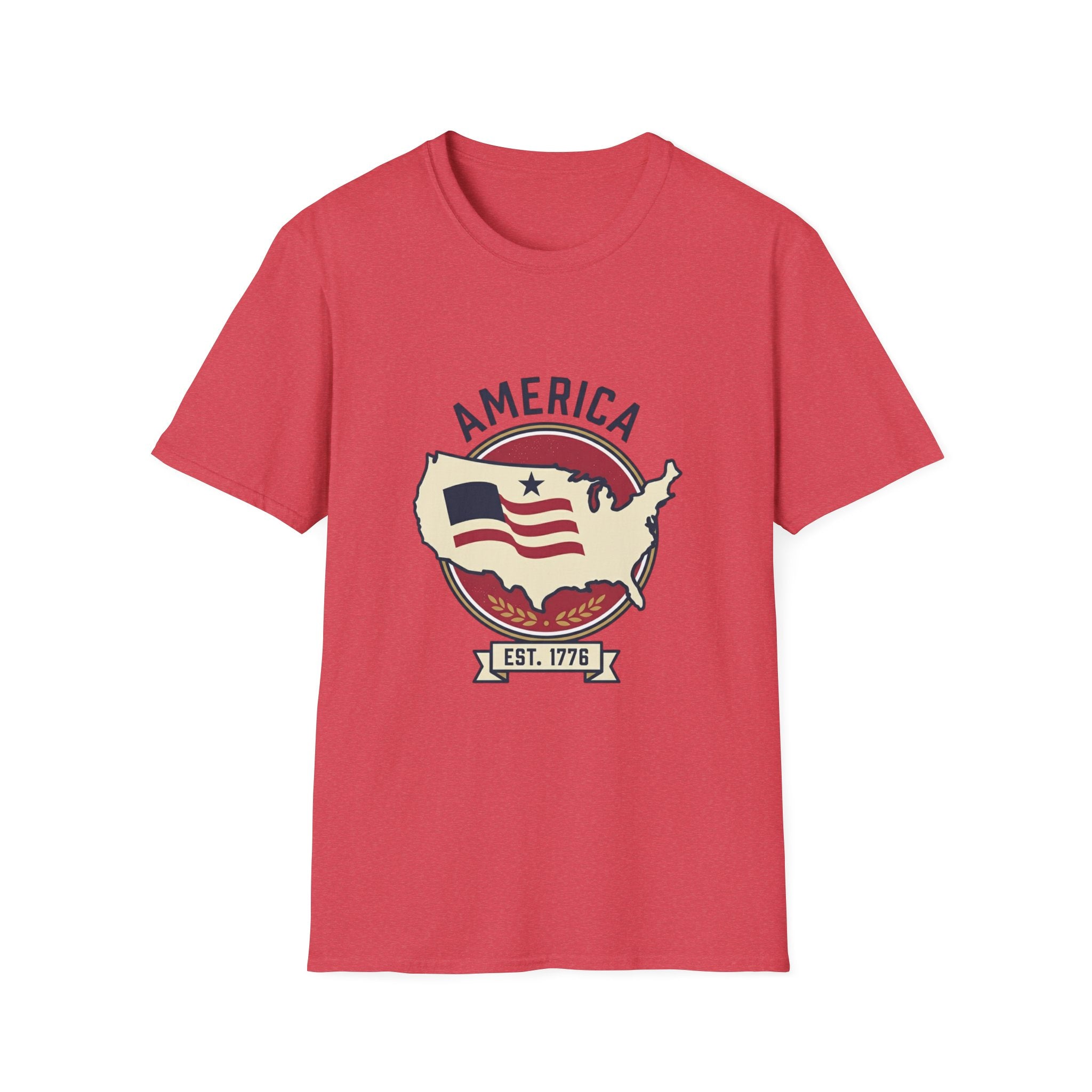 America Map Graphic T-Shirt – Vintage Flag Design, EST. 1776