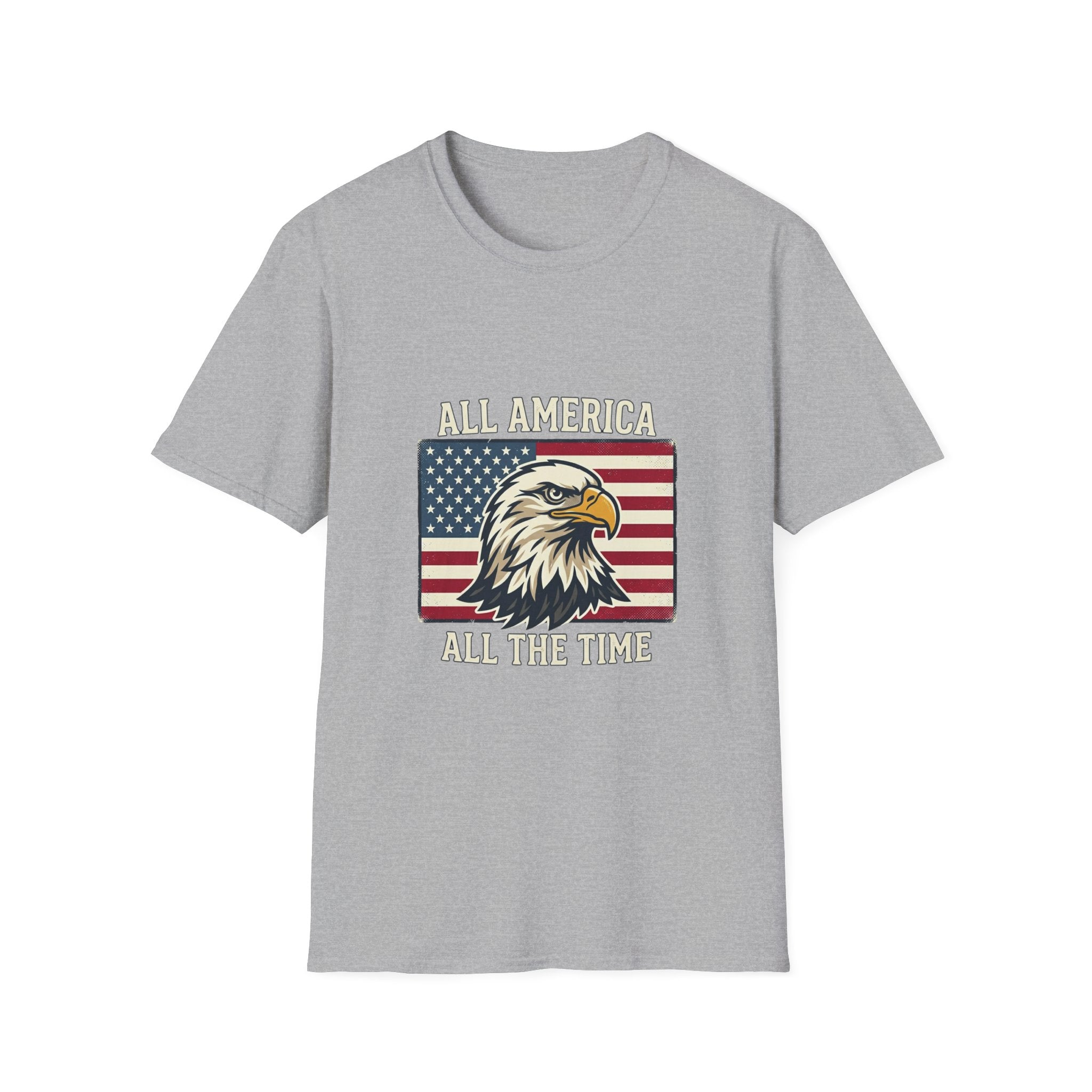 All America All The Time Eagle T-Shirt — Patriotic USA Flag Tee