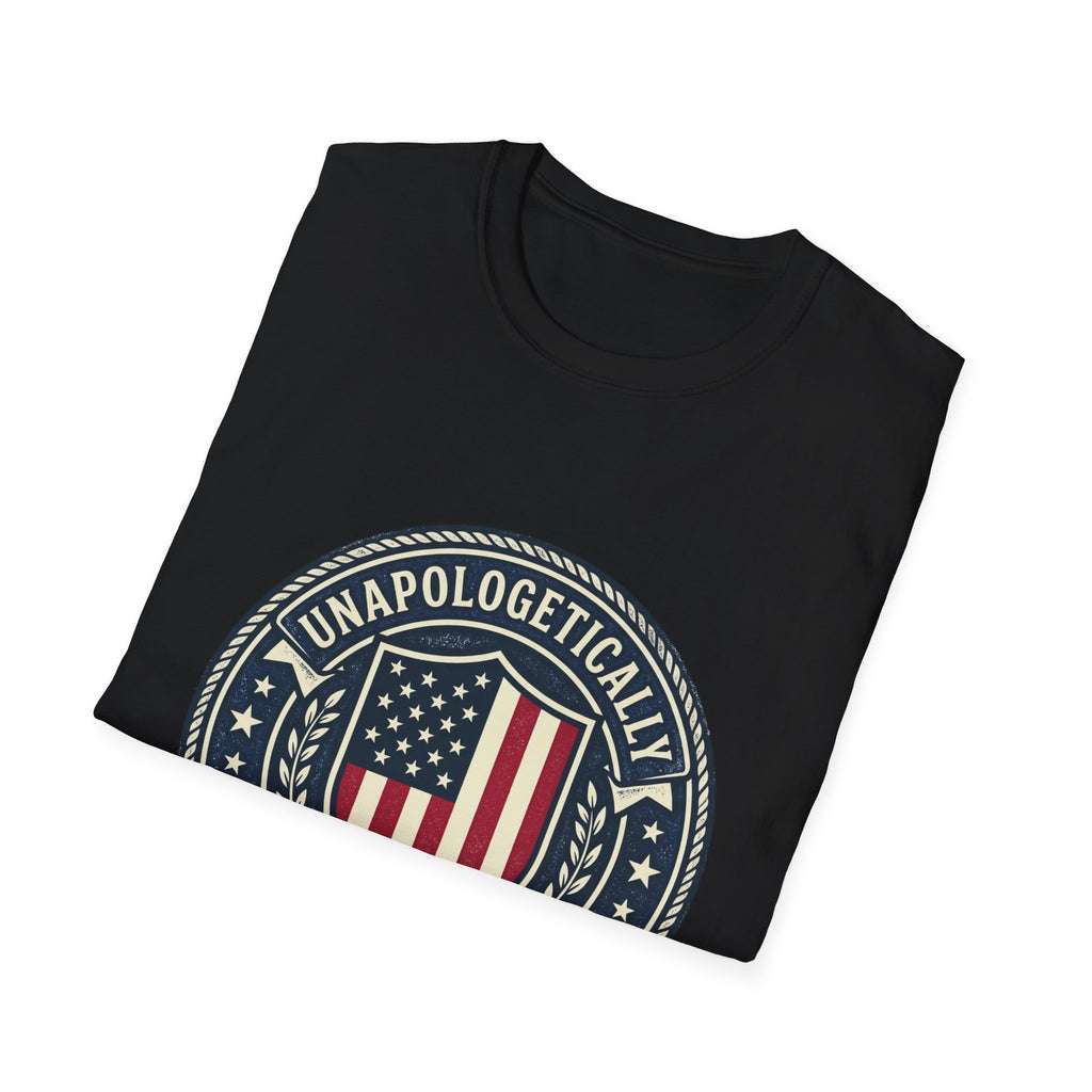America First Patriotic T-Shirt — "Unapologetically America First" Tee