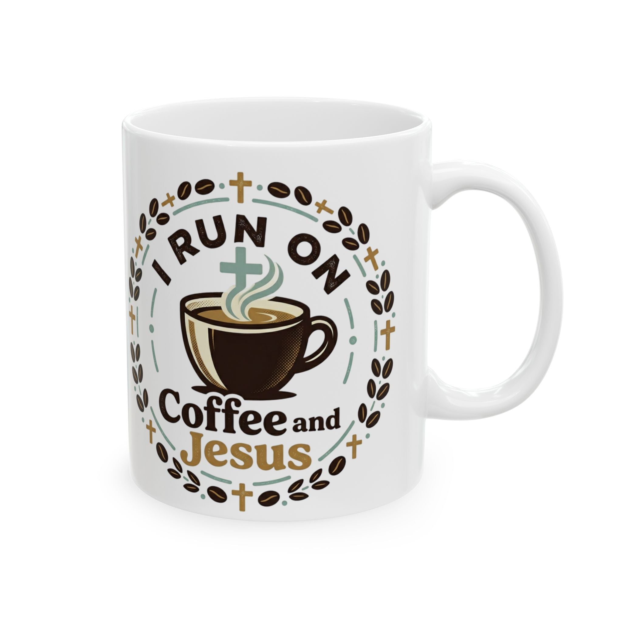 Coffee and Jesus Mug — Ceramic Faith Coffee Cup (11oz, 15oz)