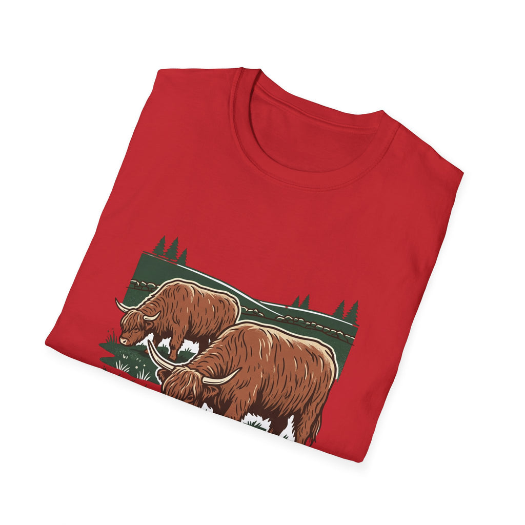 Highland Cow Graphic T-Shirt — Rustic Grazing Cows Farm Tee