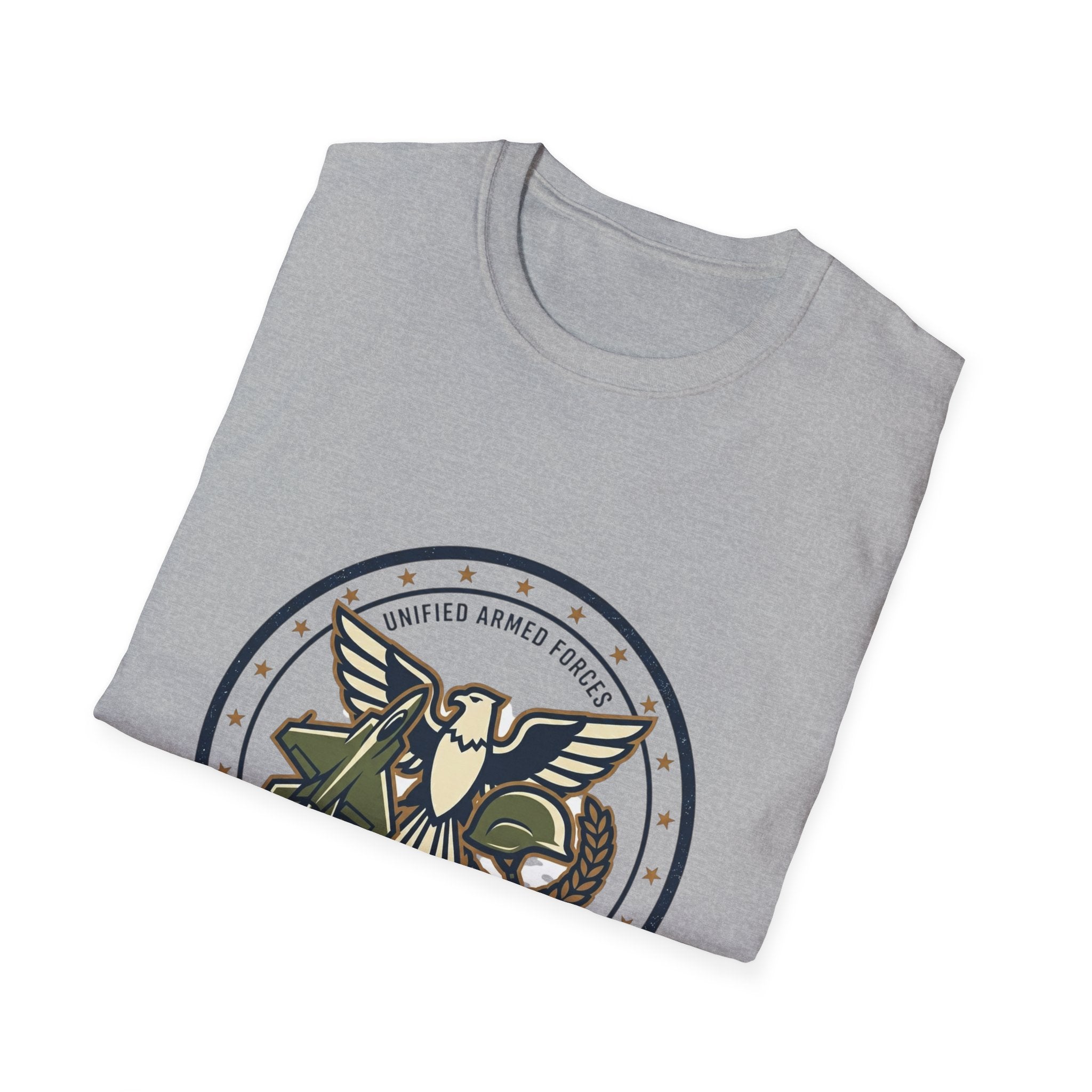 Strong Military Emblem T-Shirt — Patriotic Eagle & Helmet Design