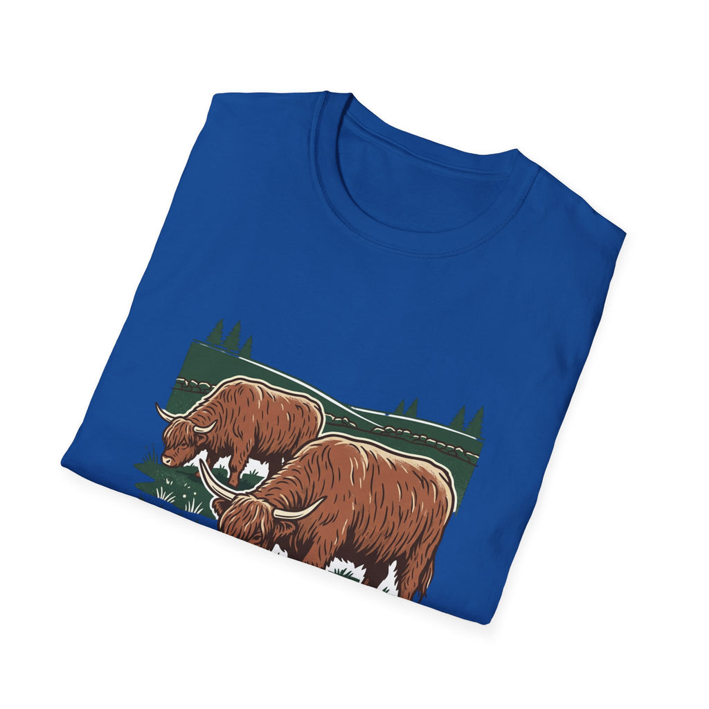 Highland Cow Graphic T-Shirt — Rustic Grazing Cows Farm Tee