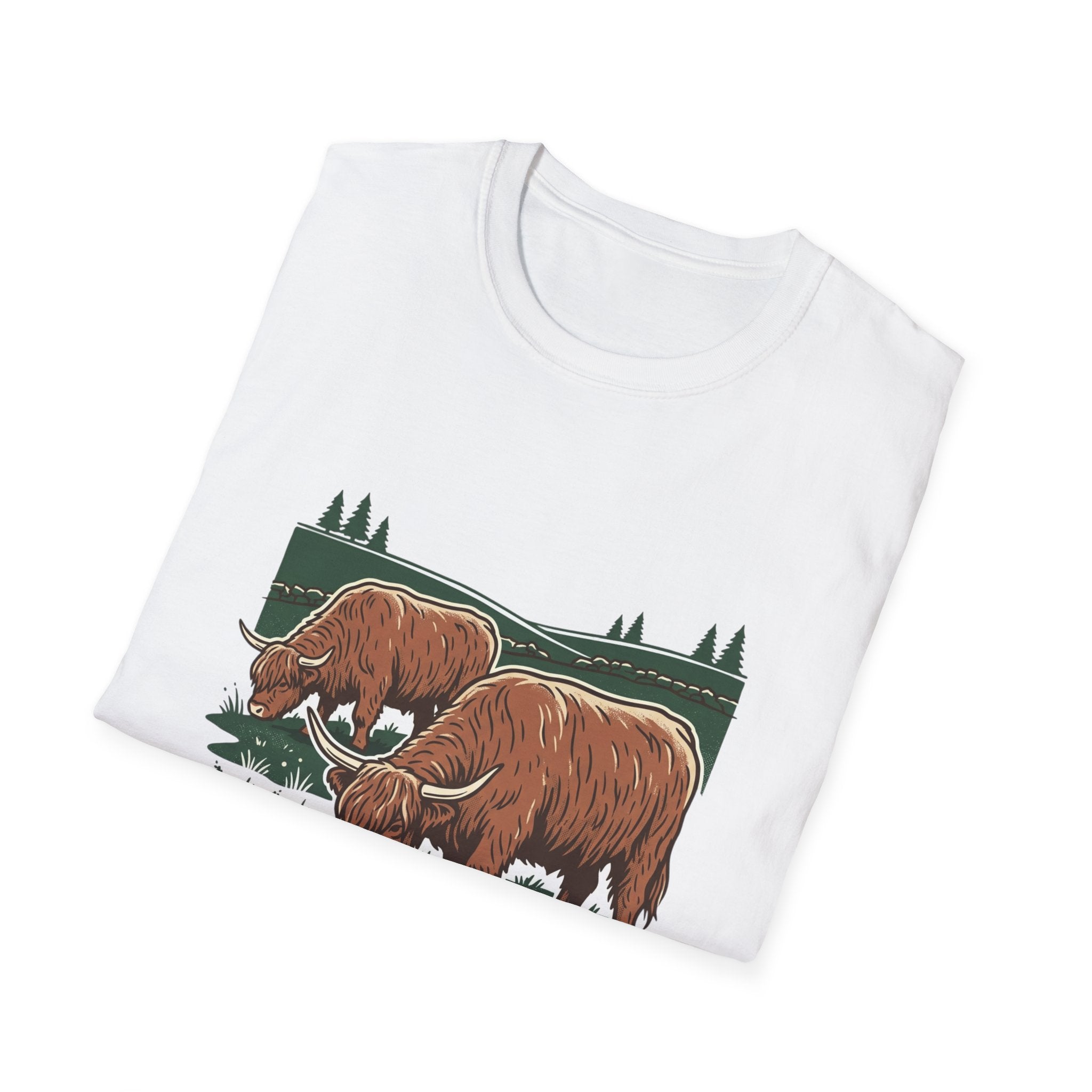 Highland Cow Graphic T-Shirt — Rustic Grazing Cows Farm Tee