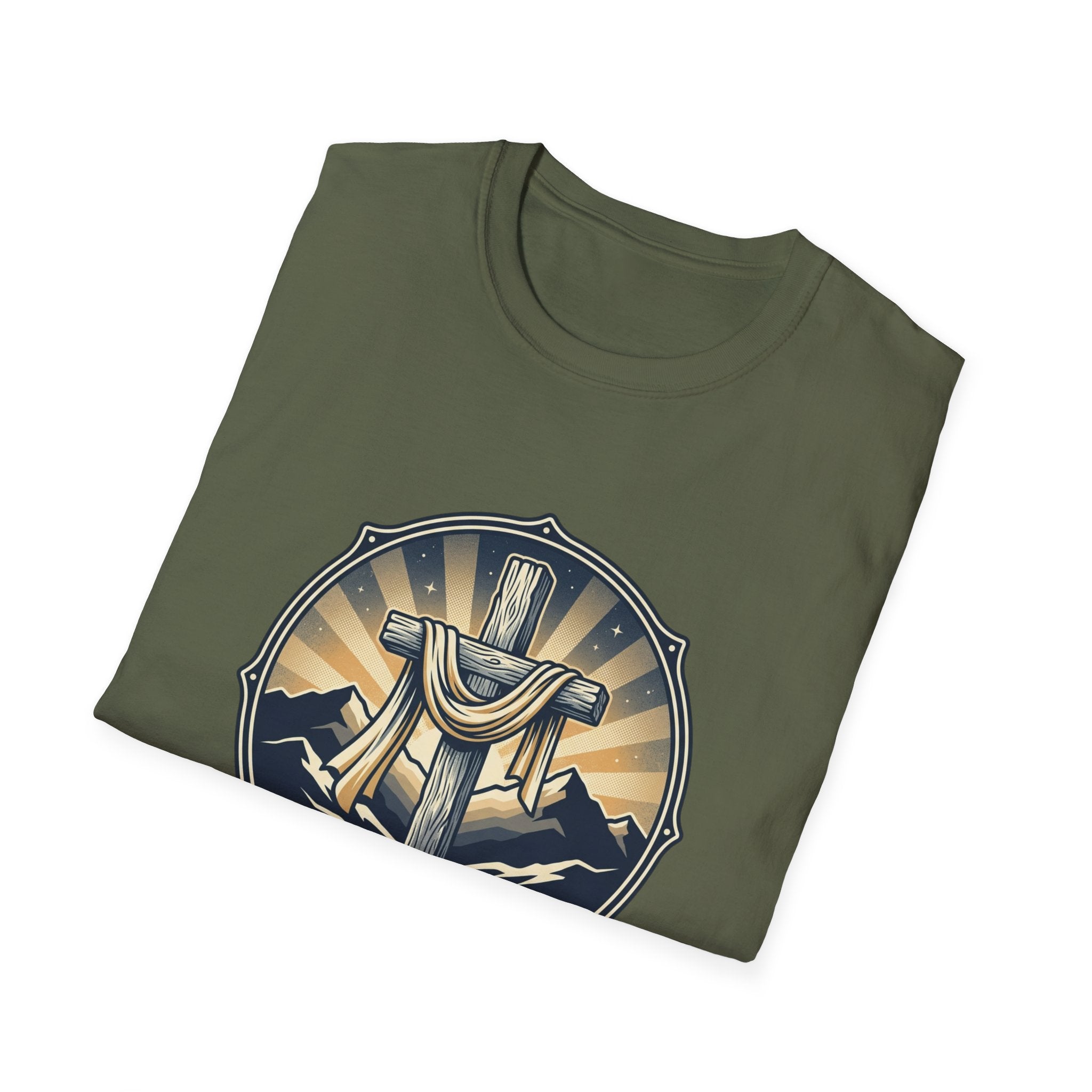 Christian T-Shirt — "Thankful God Is In Control" Cross Design