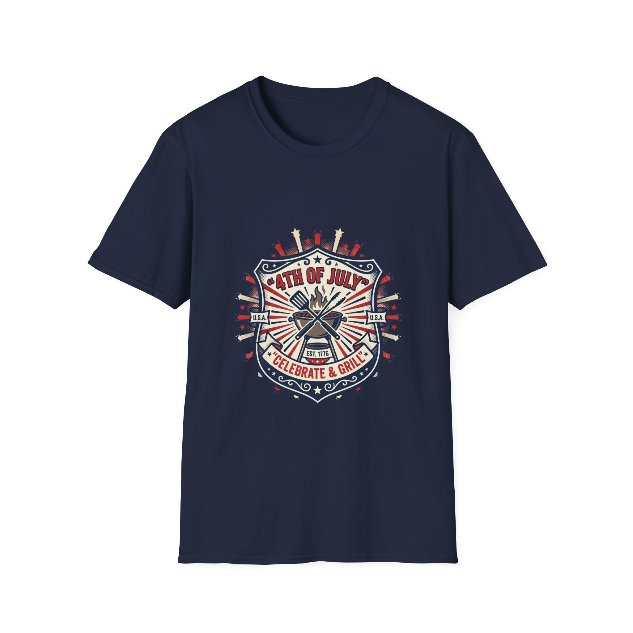 4th of July BBQ T-Shirt — Celebrate & Grill Patriotic Independence Day Tee