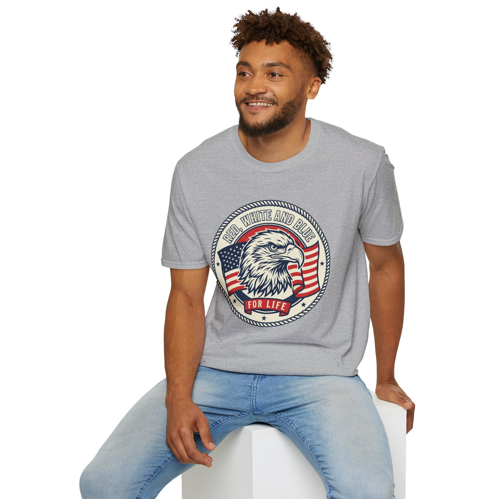 Patriotic Eagle T-Shirt — "Red White and Blue For Life" Graphic