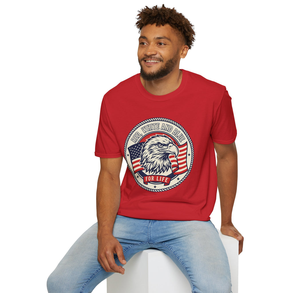 Patriotic Eagle T-Shirt — "Red White and Blue For Life" Graphic
