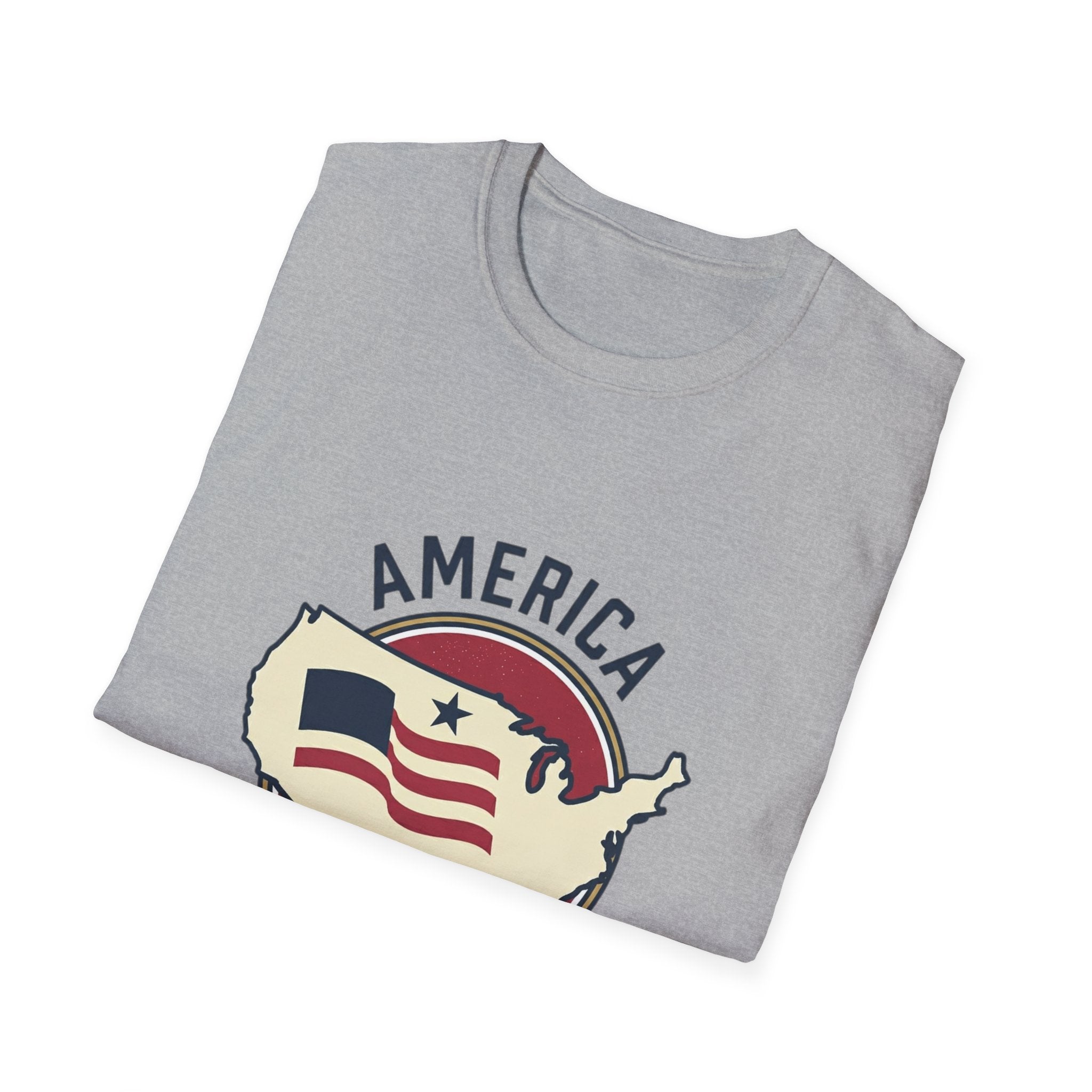 America Map Graphic T-Shirt – Vintage Flag Design, EST. 1776