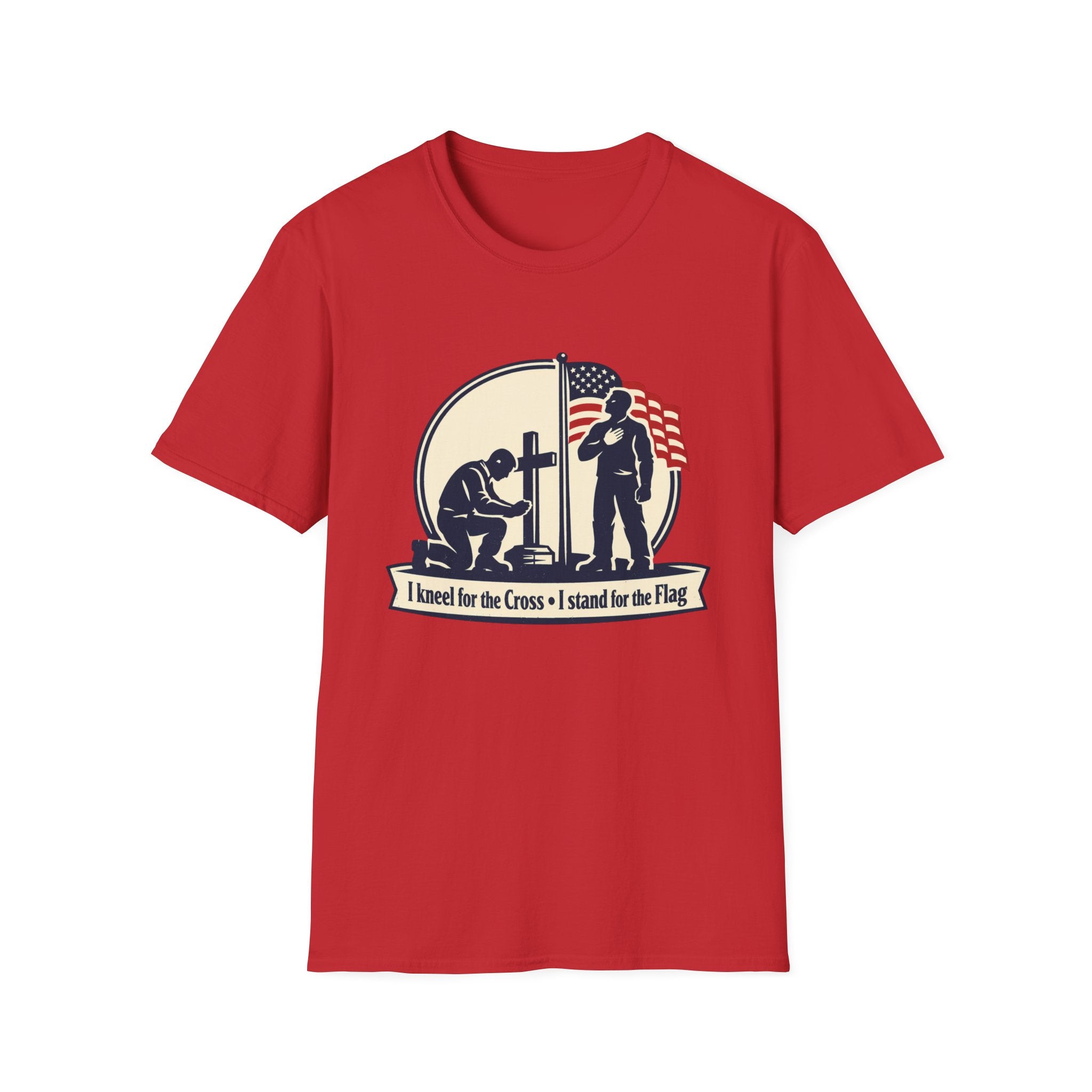 Patriotic Prayer T-Shirt — "I Kneel for the Cross, I Stand for the Flag"