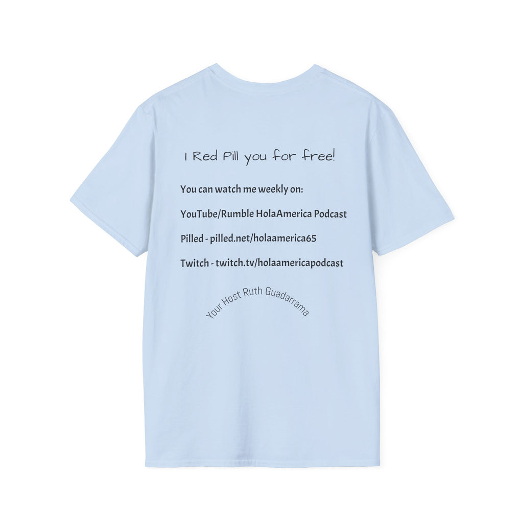 Hola America Podcast T-Shirt — Bald Eagle & American Flag Promotional Tee