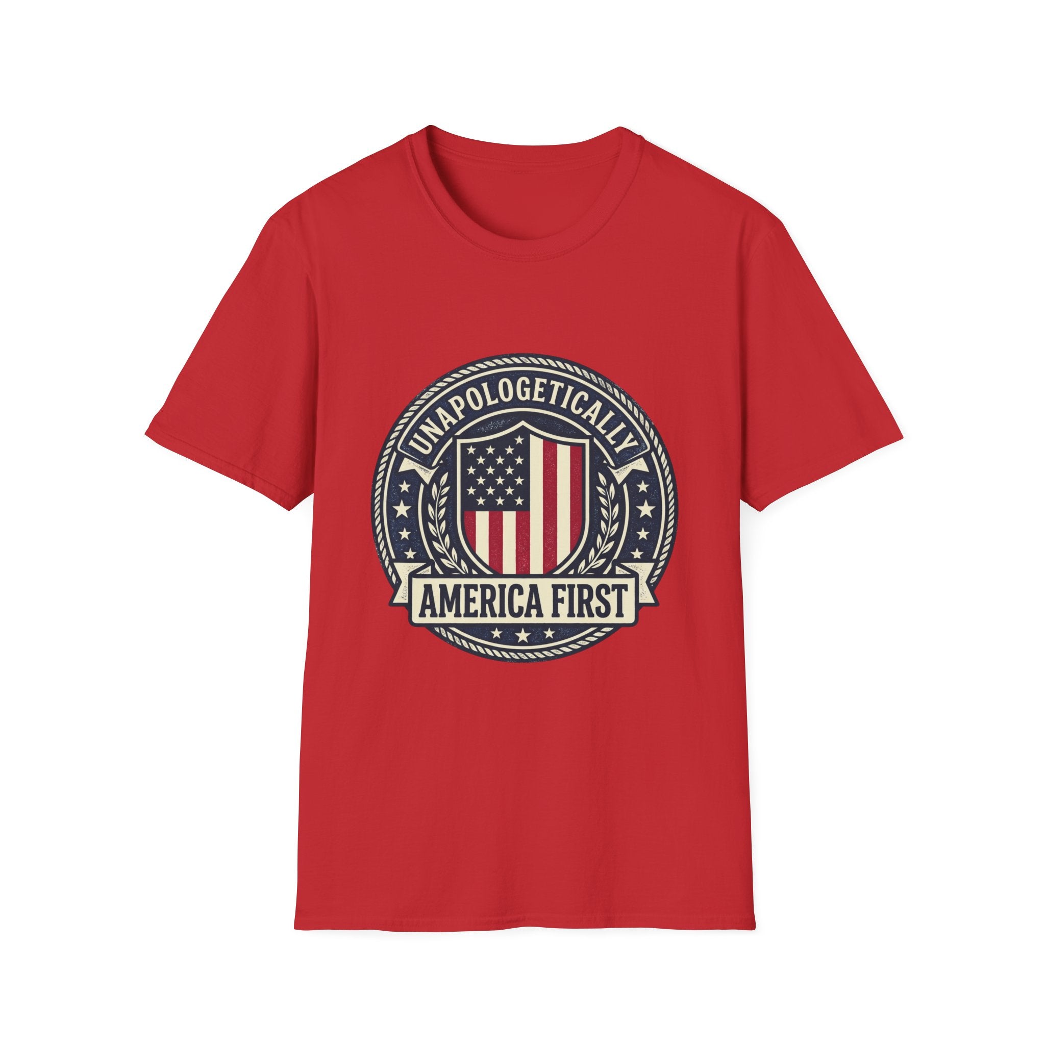 America First Patriotic T-Shirt — "Unapologetically America First" Tee