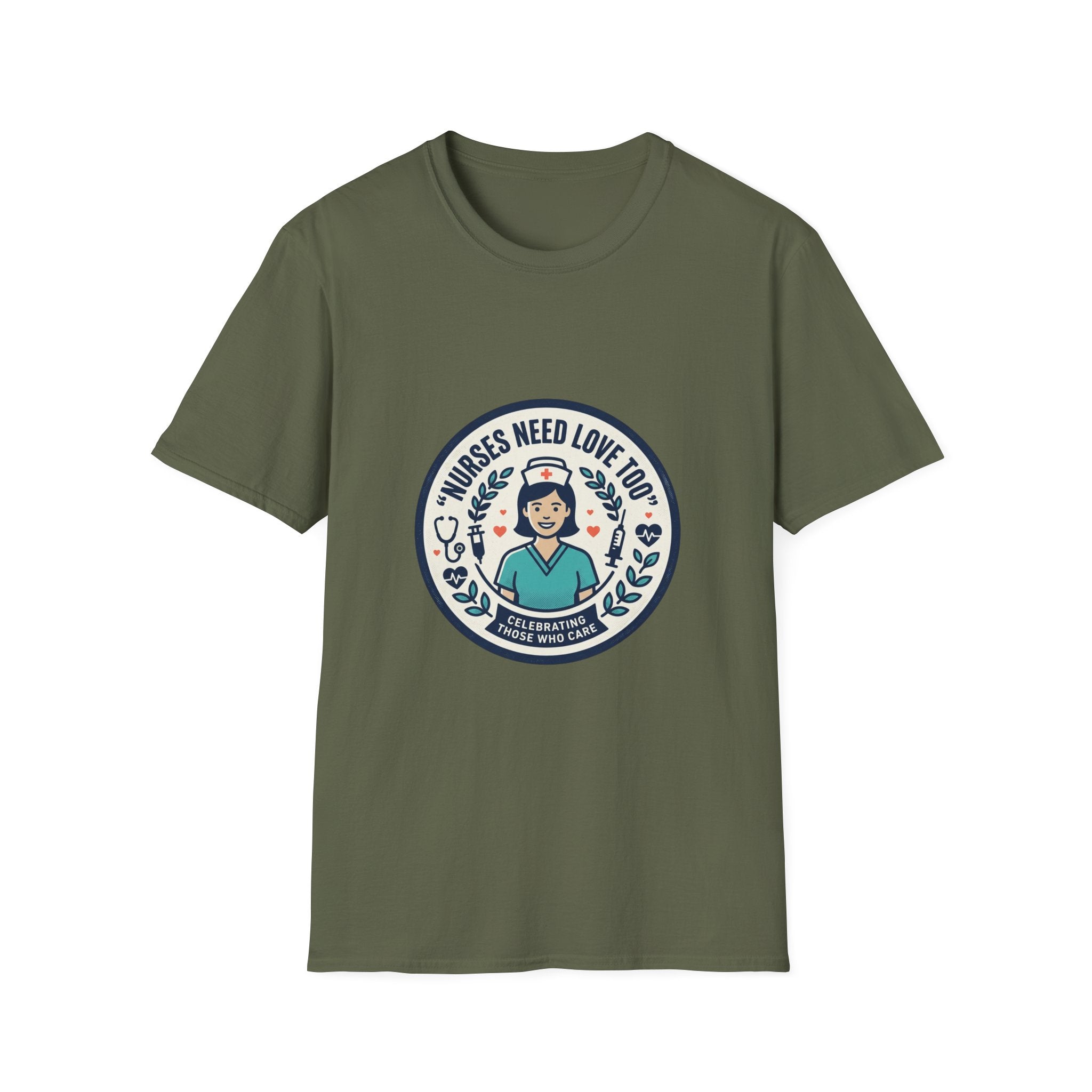 Nurse Appreciation T-Shirt — "Nurses Need Love Too" Cute Retro Nurse Badge