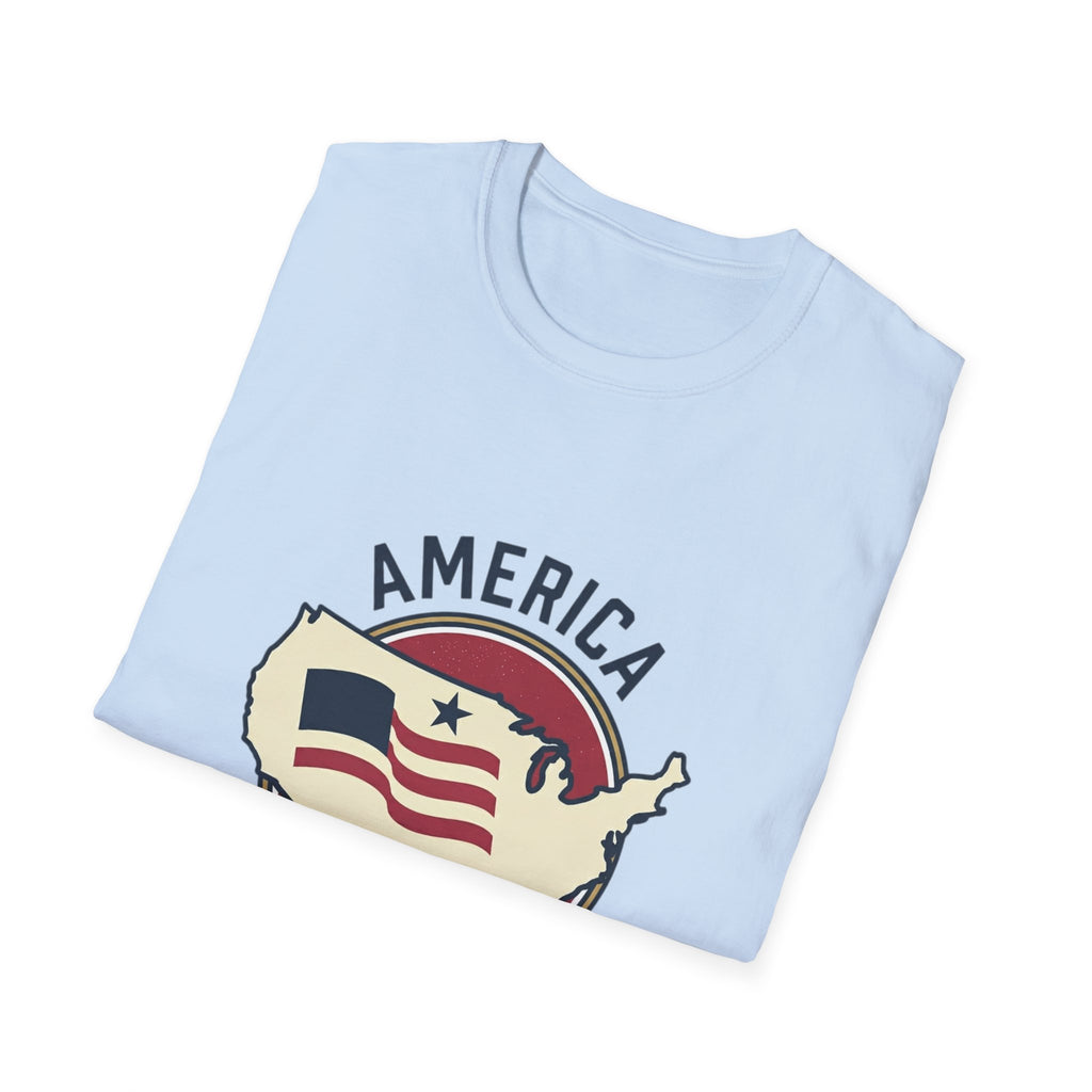 America Map Graphic T-Shirt – Vintage Flag Design, EST. 1776