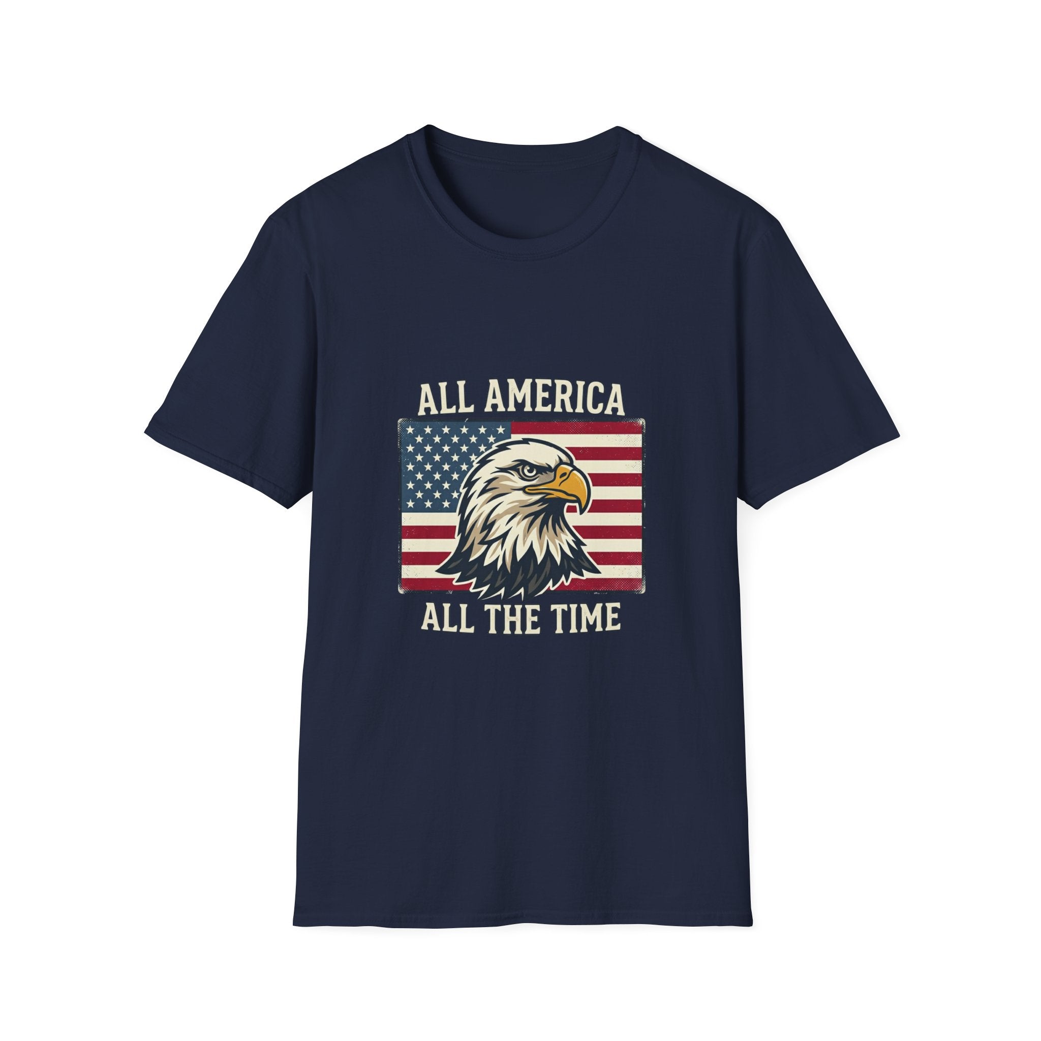 All America All The Time Eagle T-Shirt — Patriotic USA Flag Tee
