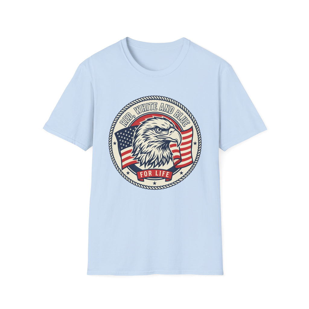 Patriotic Eagle T-Shirt — "Red White and Blue For Life" Graphic