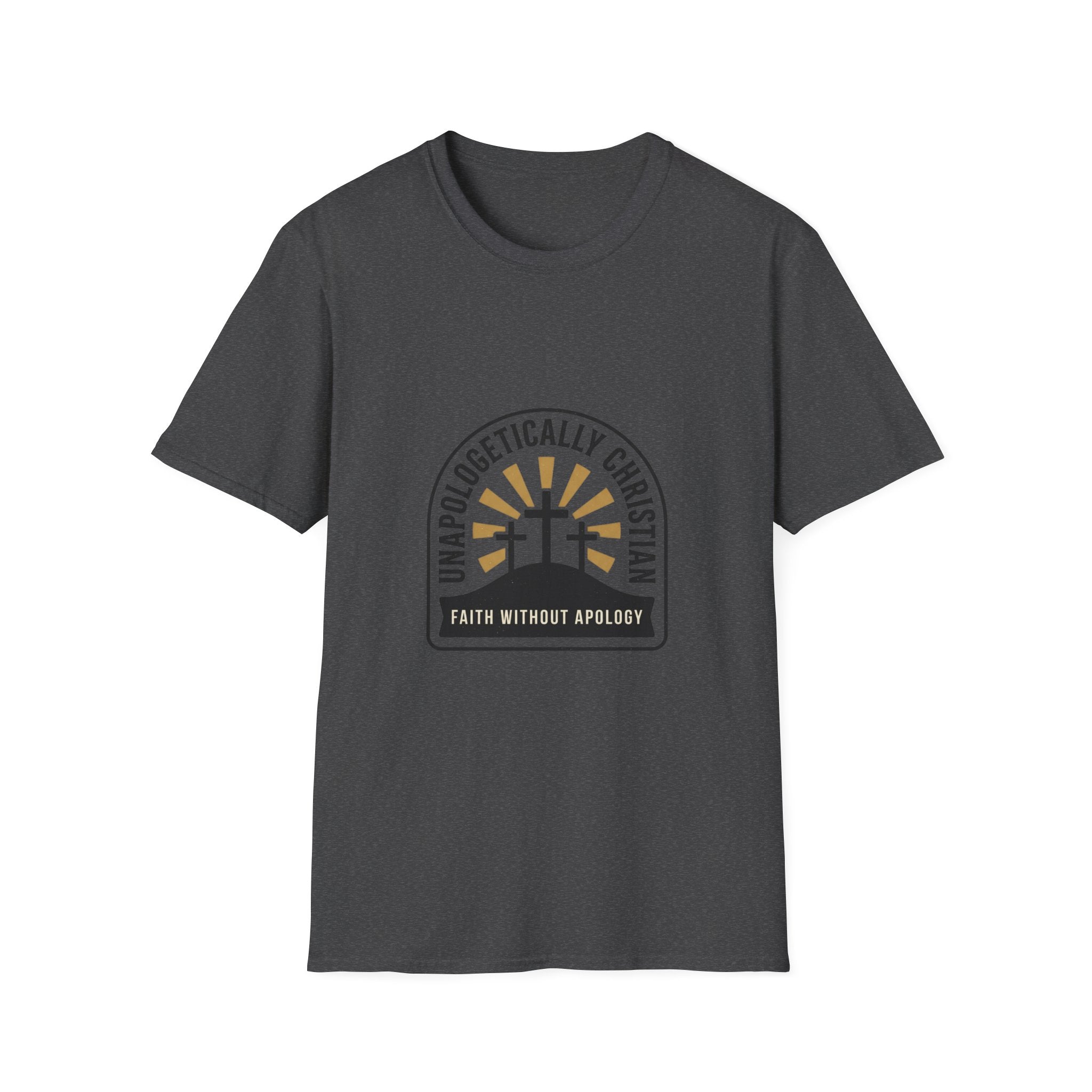 Christian T-Shirt — "Unapologetically Christian: Faith Without Apology" Badge