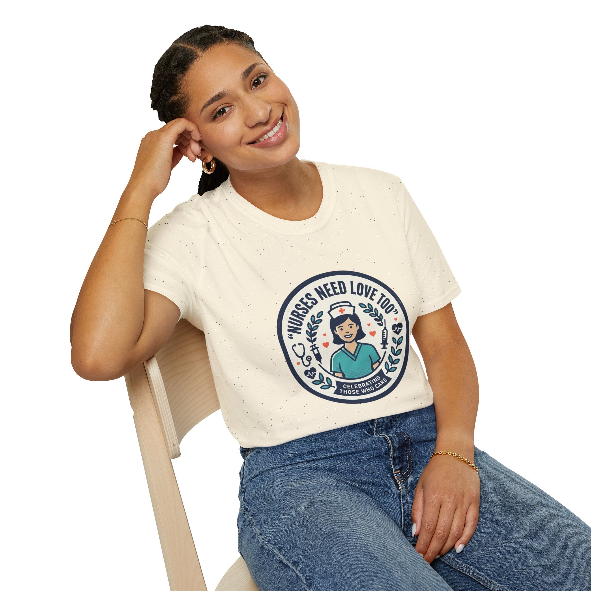 Nurse Appreciation T-Shirt — "Nurses Need Love Too" Cute Retro Nurse Badge