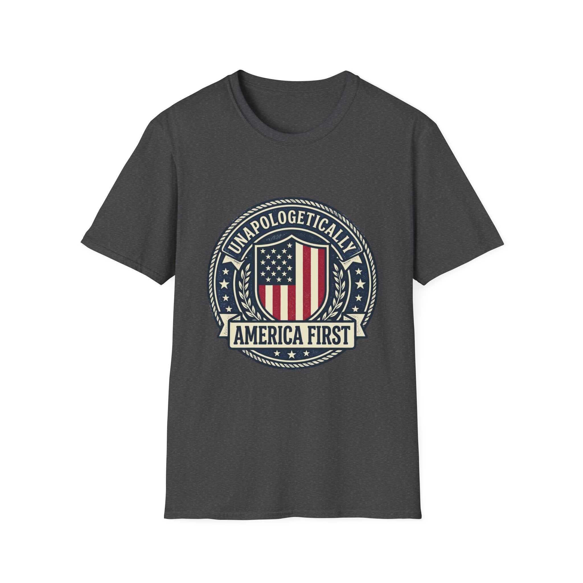 America First Patriotic T-Shirt — "Unapologetically America First" Tee