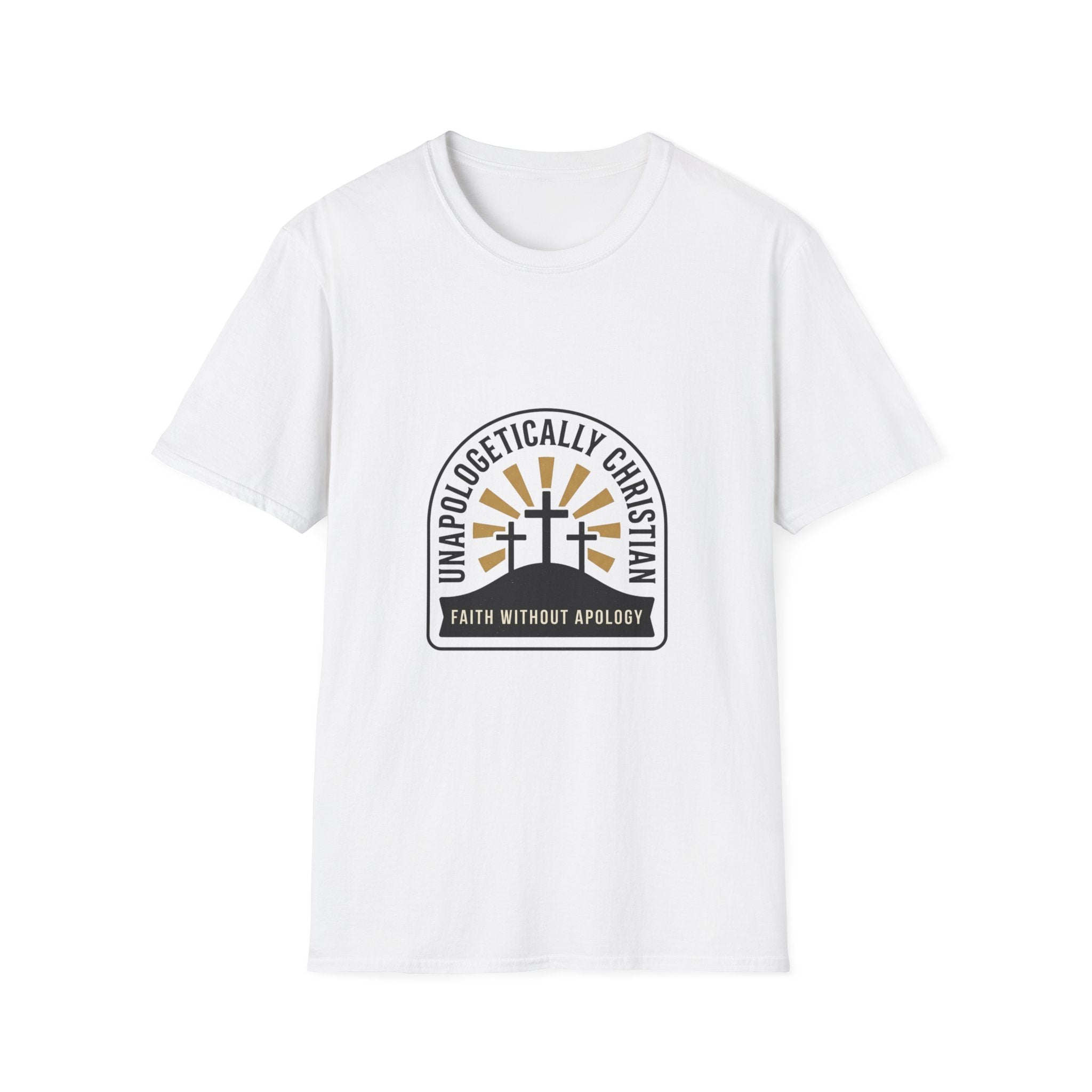 Christian T-Shirt — "Unapologetically Christian: Faith Without Apology" Badge