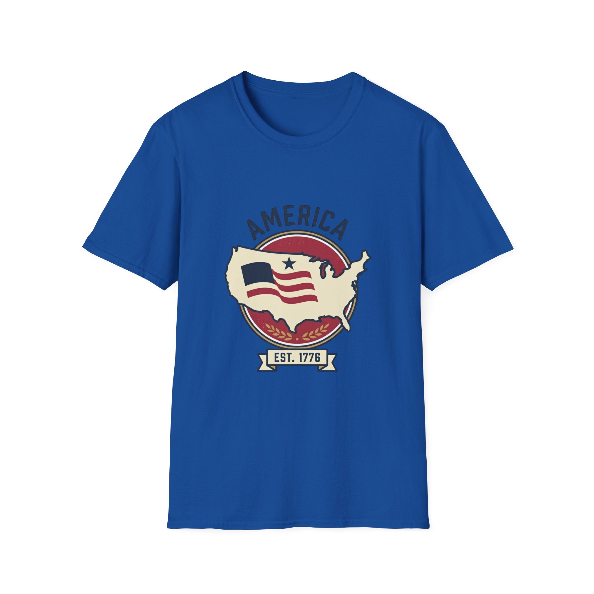 America Map Graphic T-Shirt – Vintage Flag Design, EST. 1776