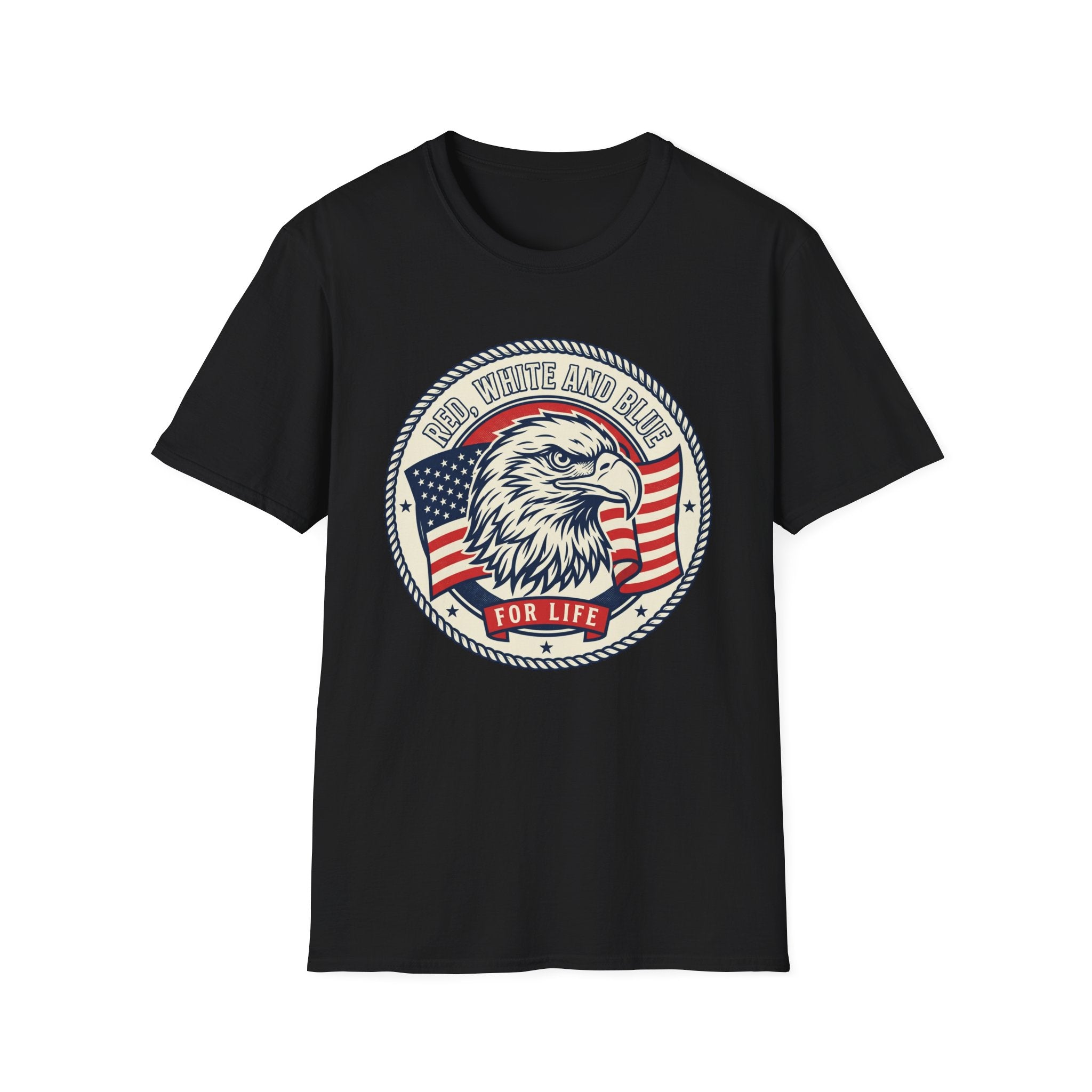 Patriotic Eagle T-Shirt — "Red White and Blue For Life" Graphic