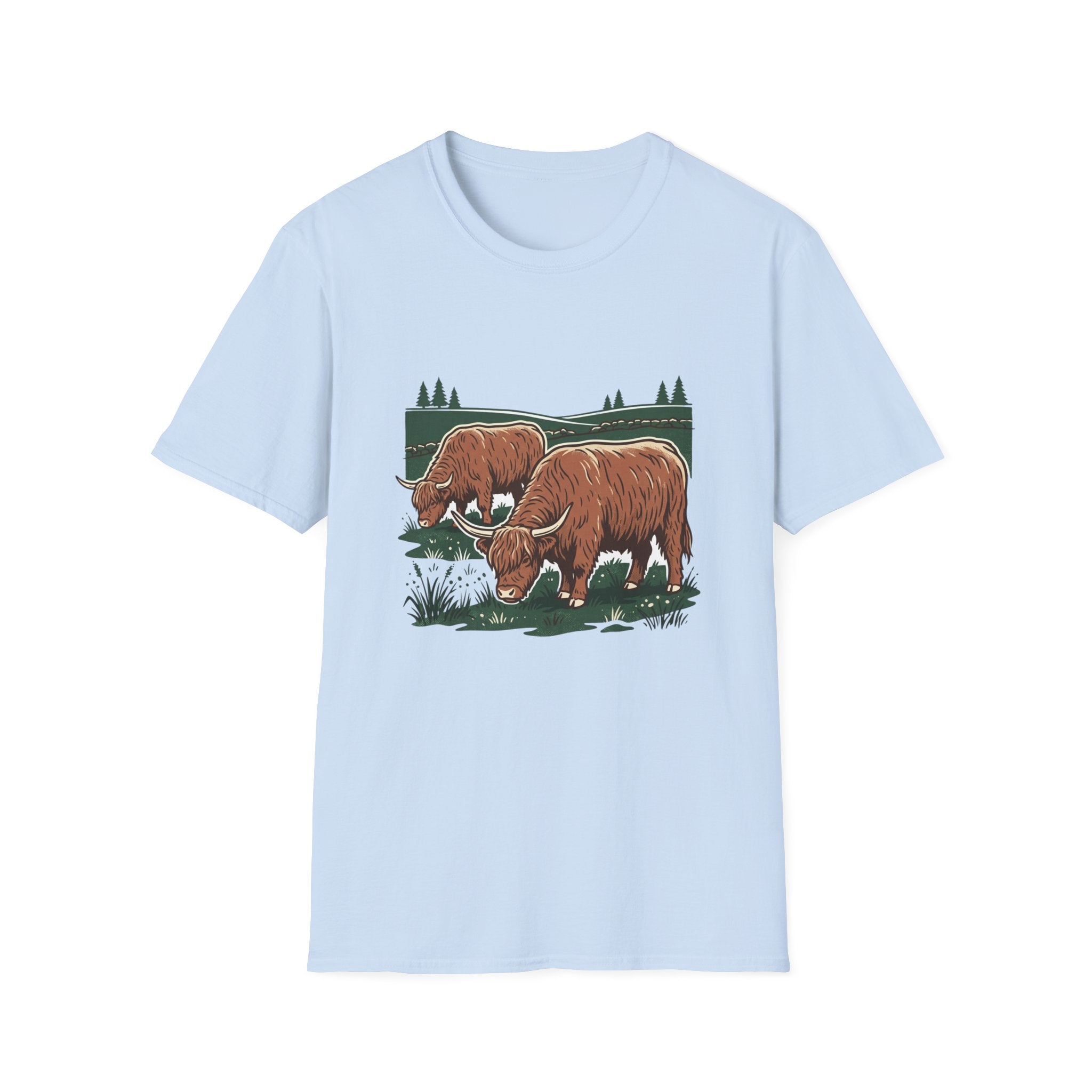 Highland Cow Graphic T-Shirt — Rustic Grazing Cows Farm Tee