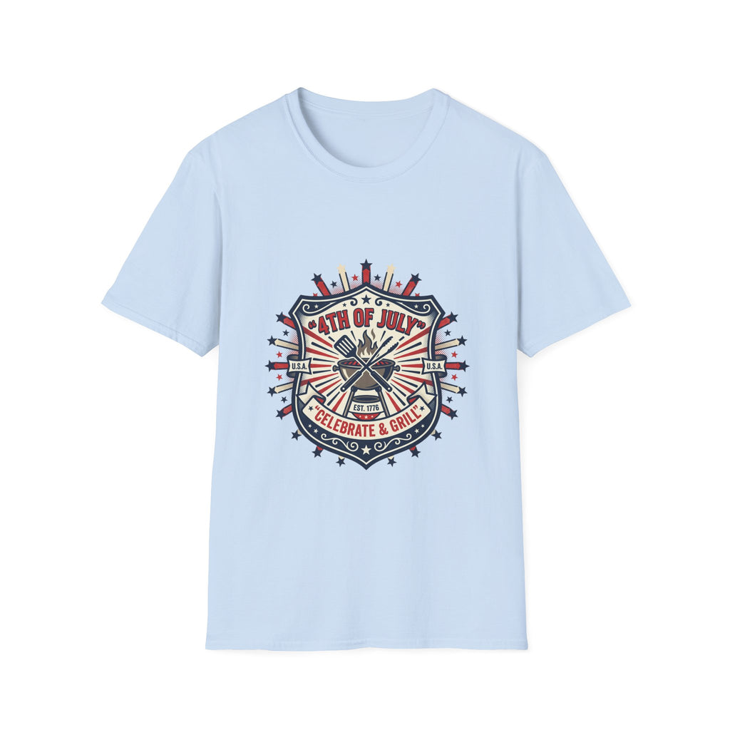 4th of July BBQ T-Shirt — Celebrate & Grill Patriotic Independence Day Tee